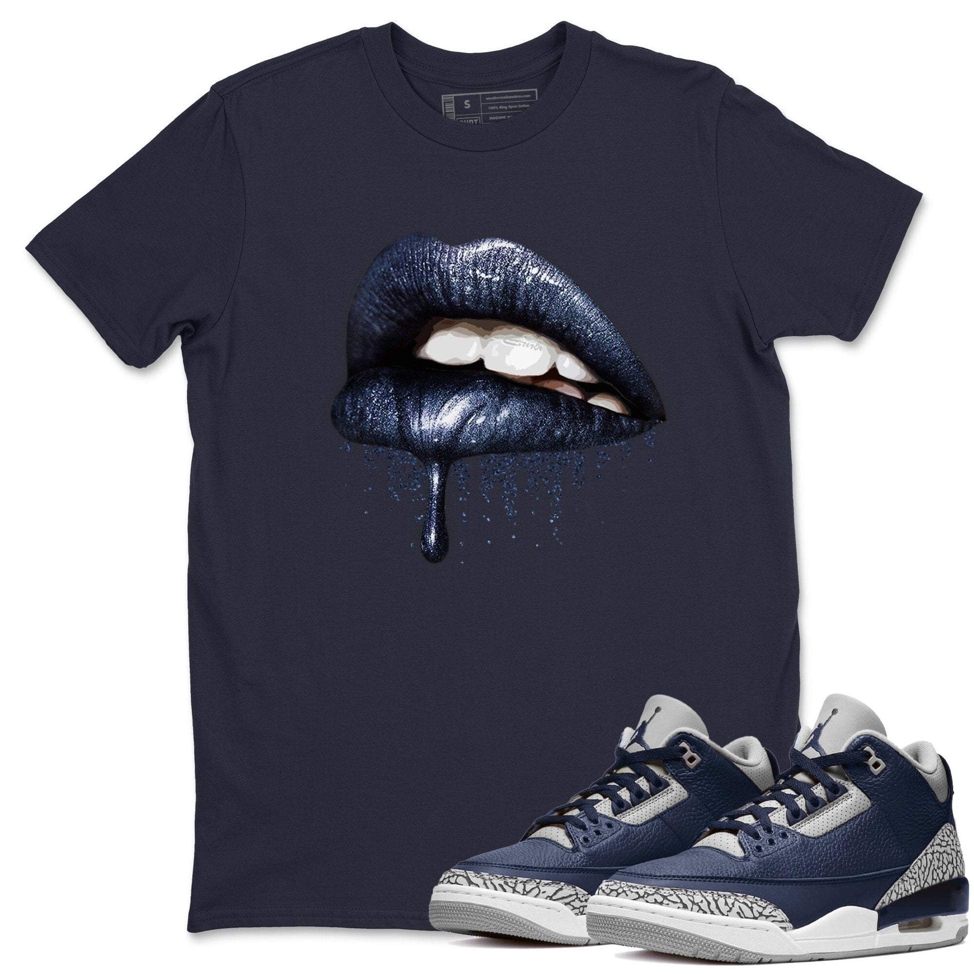 Jordan 3 Midnight Navy Sneaker Match Tees Dripping Lips Sneaker Tees Jordan 3 Midnight Navy Sneaker Release Tees Unisex Shirts