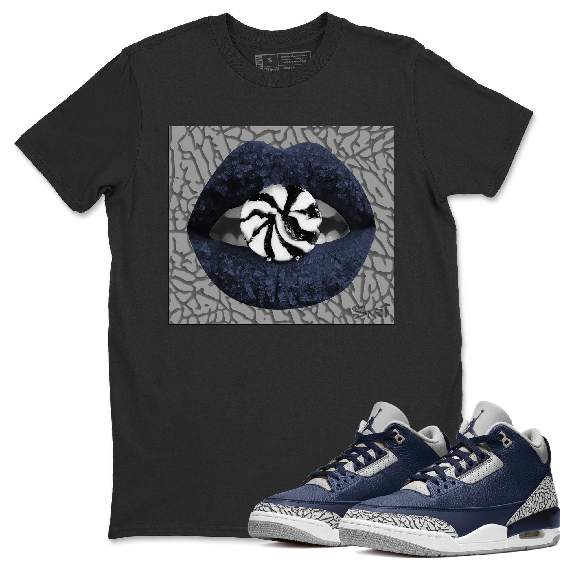 Jordan 3 Midnight Navy Sneaker Match Tees Lips Candy Sneaker Tees Jordan 3 Midnight Navy Sneaker Release Tees Unisex Shirts
