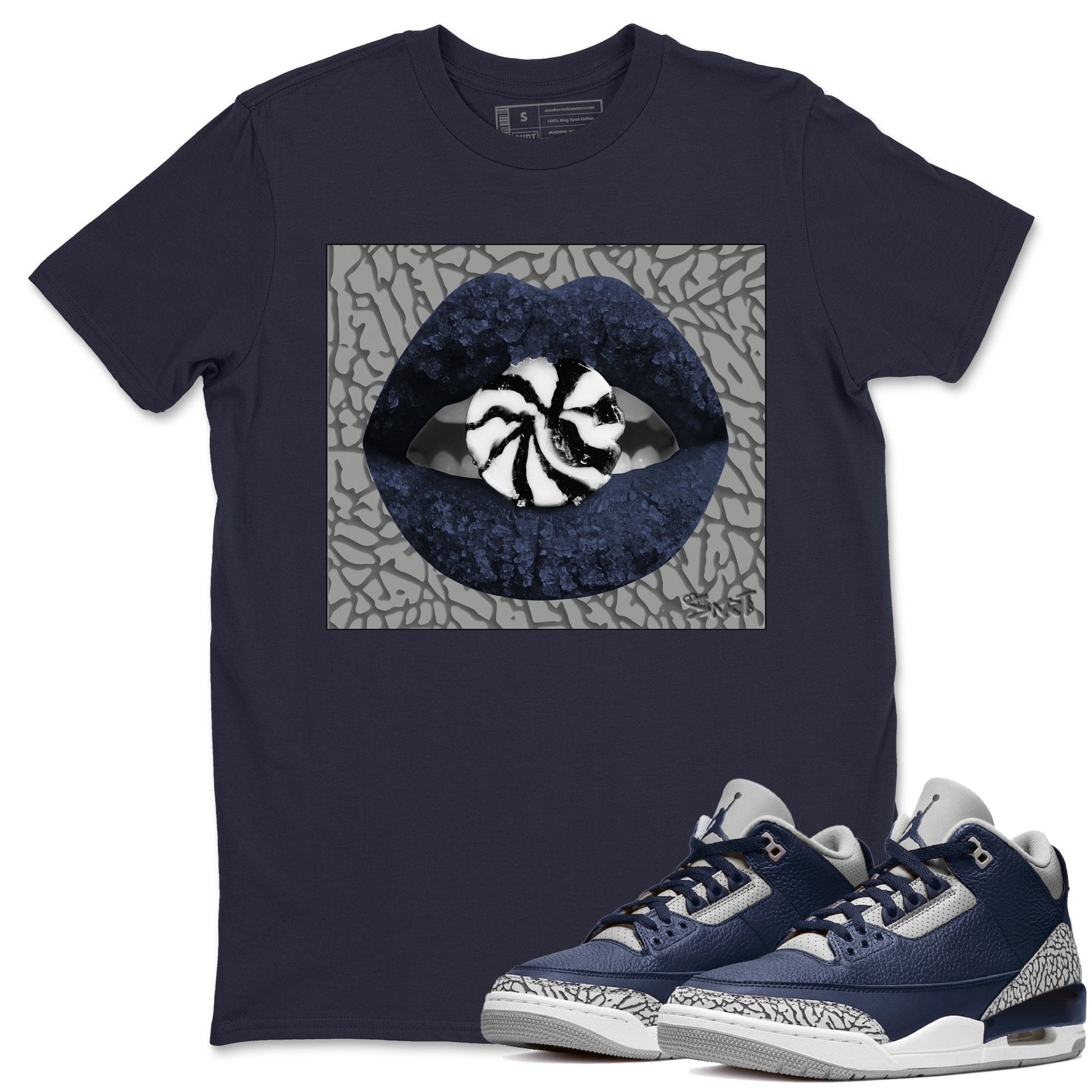 Jordan 3 Midnight Navy Sneaker Match Tees Lips Candy Sneaker Tees Jordan 3 Midnight Navy Sneaker Release Tees Unisex Shirts