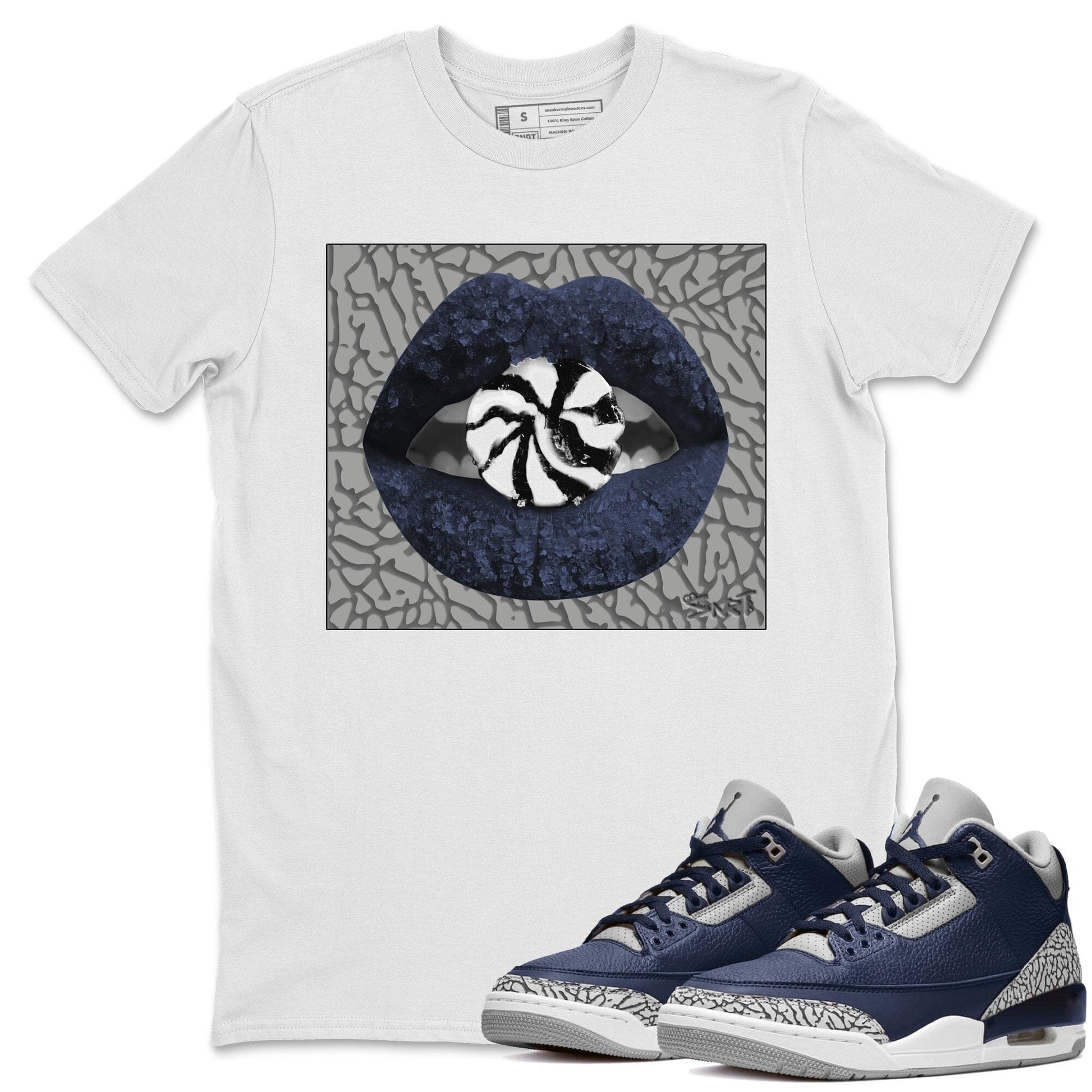 Jordan 3 Midnight Navy Sneaker Match Tees Lips Candy Sneaker Tees Jordan 3 Midnight Navy Sneaker Release Tees Unisex Shirts