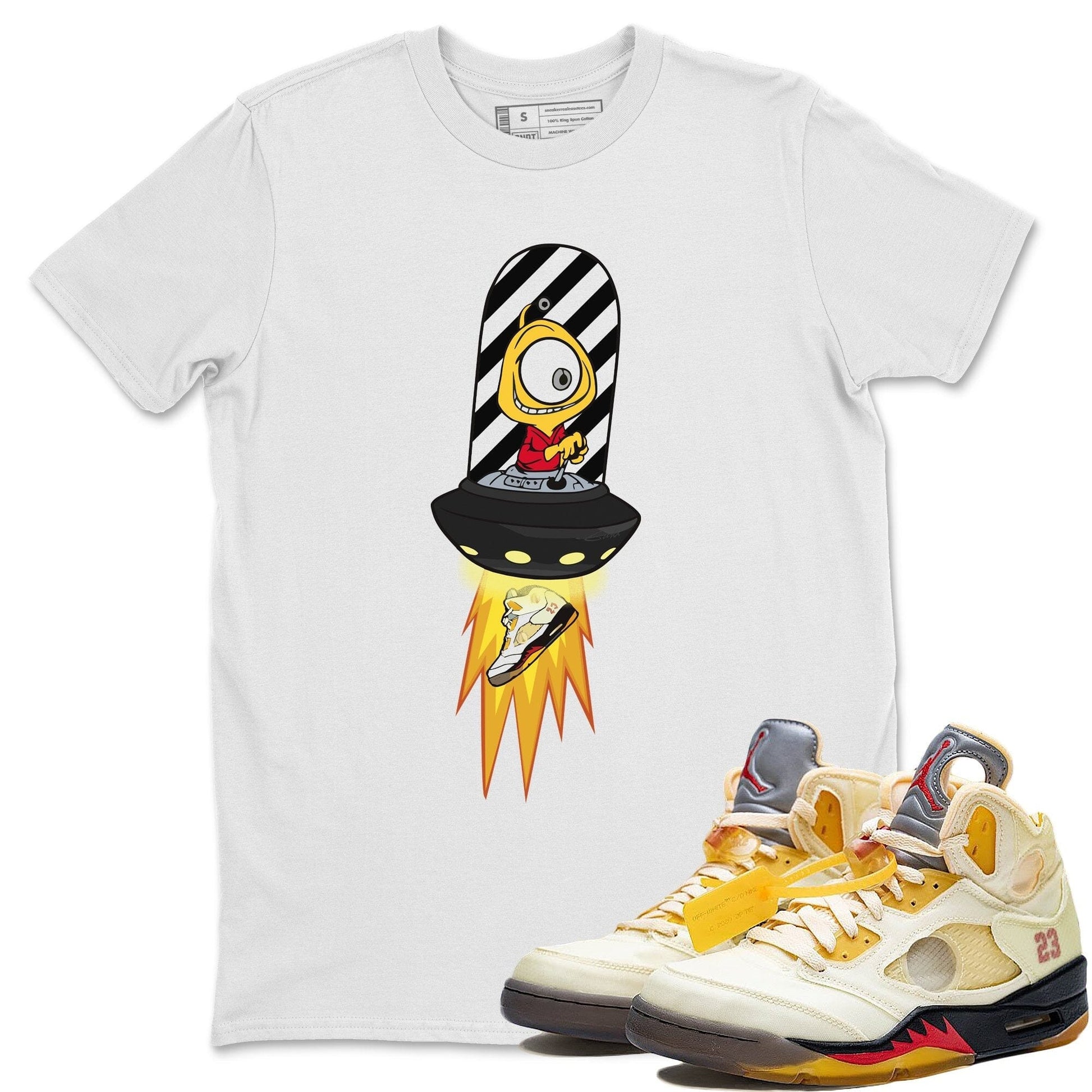Jordan 5 OFF-WHITE Sail Sneaker Match Tees Alien Sneaker Tees Jordan 5 OFF-WHITE Sail Sneaker Release Tees Unisex Shirts