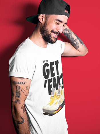 Jordan 5 Retro OFF-WHITE Sail Sneaker Match Tees Did You Get Em SNRT Sneaker Tees Jordan 5 Retro OFF-WHITE Sail SNRT Sneaker Release Tees Unisex Shirts