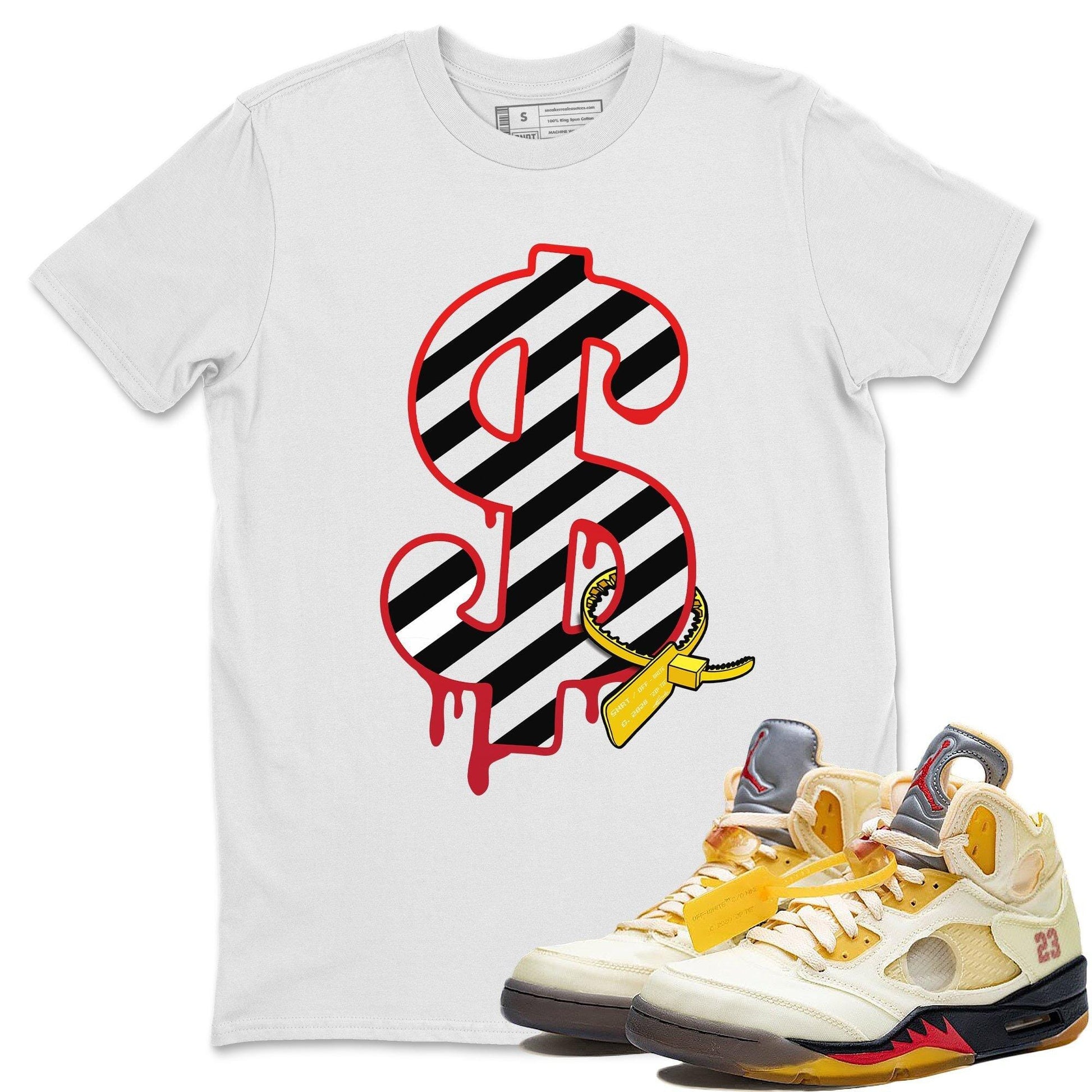 Jordan 5 OFF-WHITE Sail Sneaker Match Tees Dollar Sneaker Tees Jordan 5 OFF-WHITE Sail Sneaker Release Tees Unisex Shirts