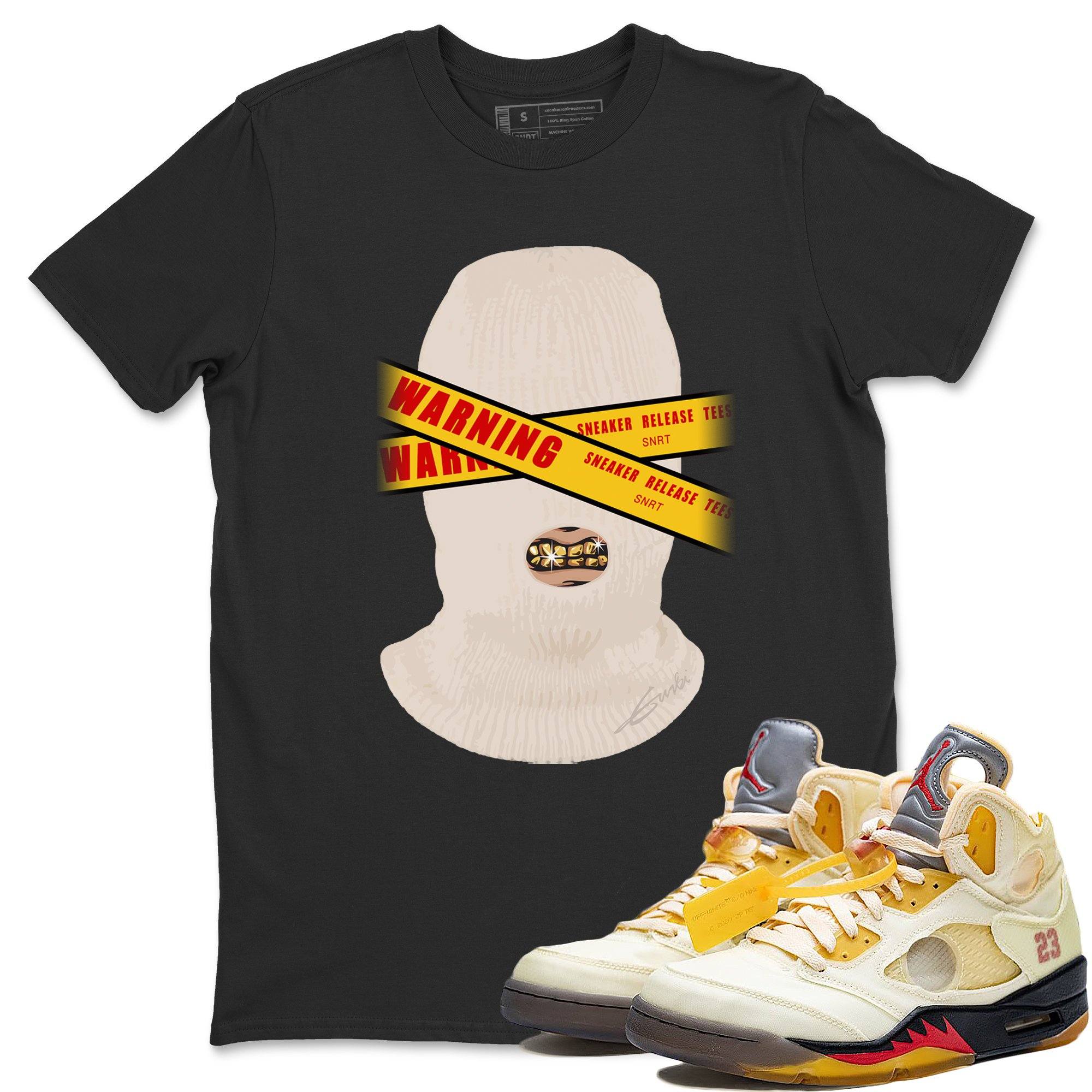 Jordan 5 OFF-WHITE Sail Sneaker Match Tees Warning Sneaker Tees Jordan 5 OFF-WHITE Sail Sneaker Release Tees Unisex Shirts