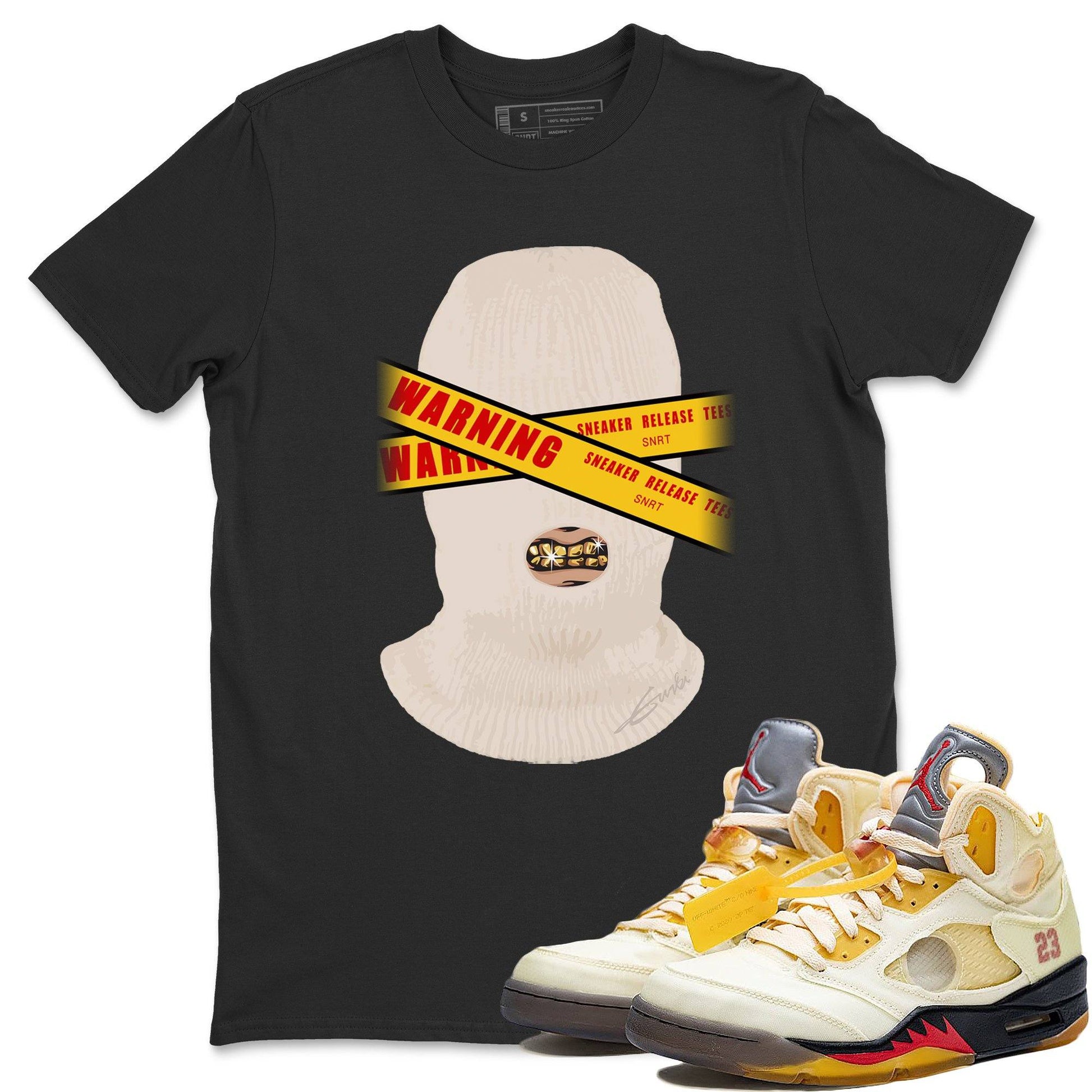 Jordan 5 OFF-WHITE Sail Sneaker Match Tees Warning Sneaker Tees Jordan 5 OFF-WHITE Sail Sneaker Release Tees Unisex Shirts