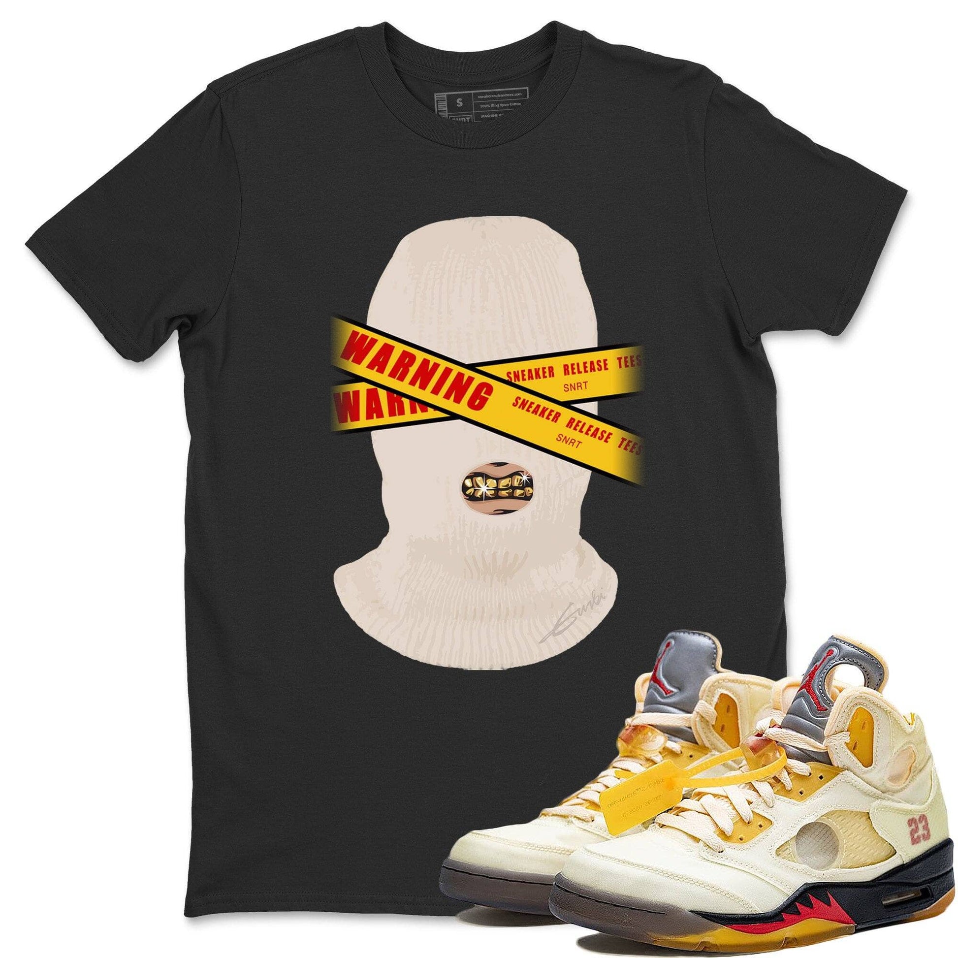 Jordan 5 OFF-WHITE Sail Sneaker Match Tees Warning Sneaker Tees Jordan 5 OFF-WHITE Sail Sneaker Release Tees Unisex Shirts