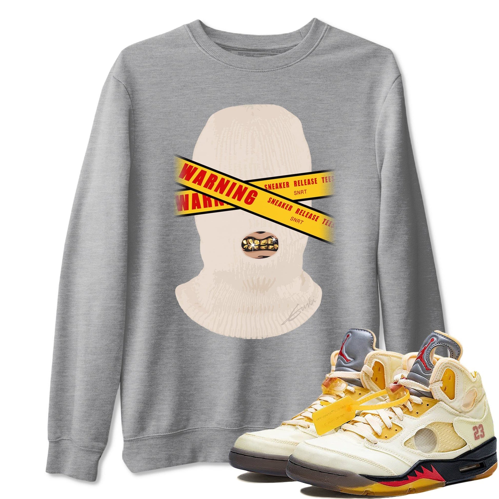 Jordan 5 OFF-WHITE Sail Sneaker Match Tees Warning Sneaker Tees Jordan 5 OFF-WHITE Sail Sneaker Release Tees Unisex Shirts
