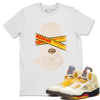Jordan 5 OFF-WHITE Sail Sneaker Match Tees Warning Sneaker Tees Jordan 5 OFF-WHITE Sail Sneaker Release Tees Unisex Shirts