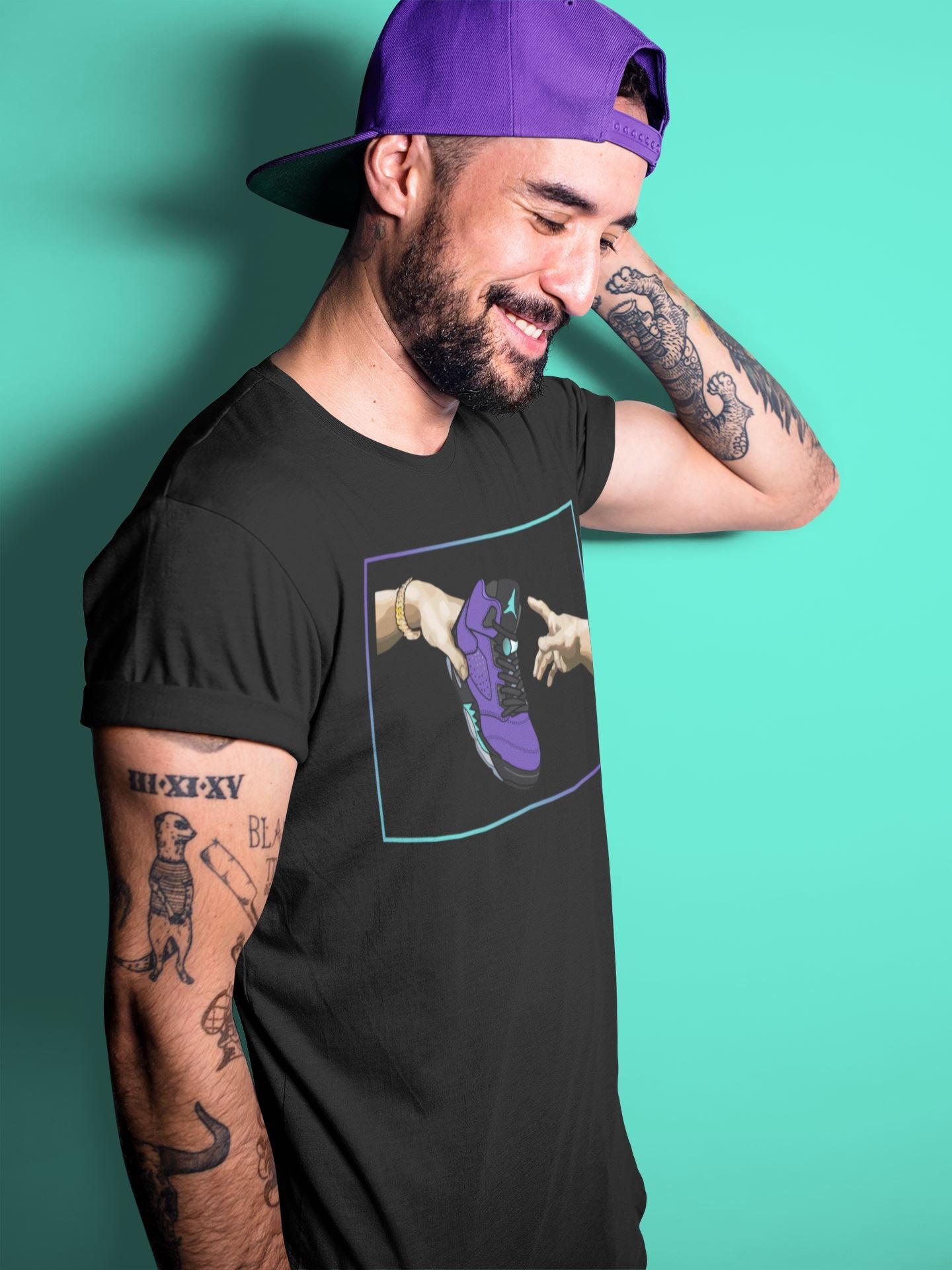 Jordan 5 Purple Grape Sneaker Match Tees Adam's Creation Sneaker Tees Jordan 5 Purple Grape Sneaker Release Tees Unisex Shirts