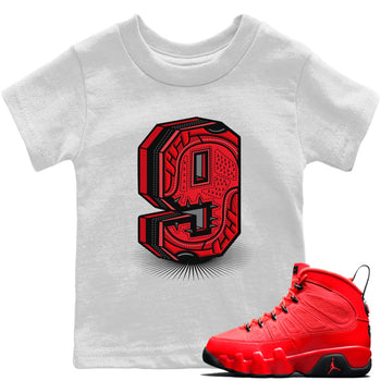 Jordan 9 Chile Red Sneaker Match Tees Nine Statue Sneaker Tees Jordan 9 Chile Red Sneaker Release Tees Kids Shirts