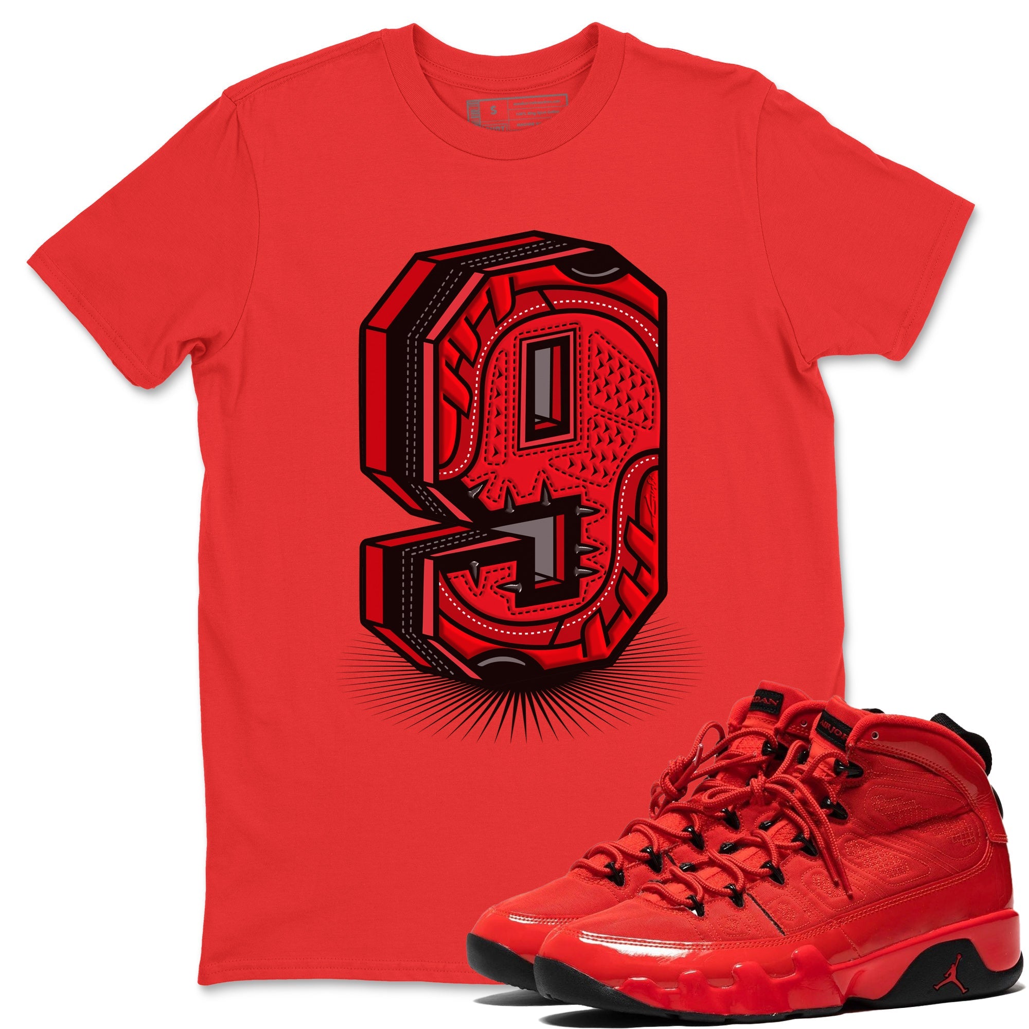 Jordan 9 Chile Red | Nine Statue Unisex Shirts | SNRT Sneaker Tees