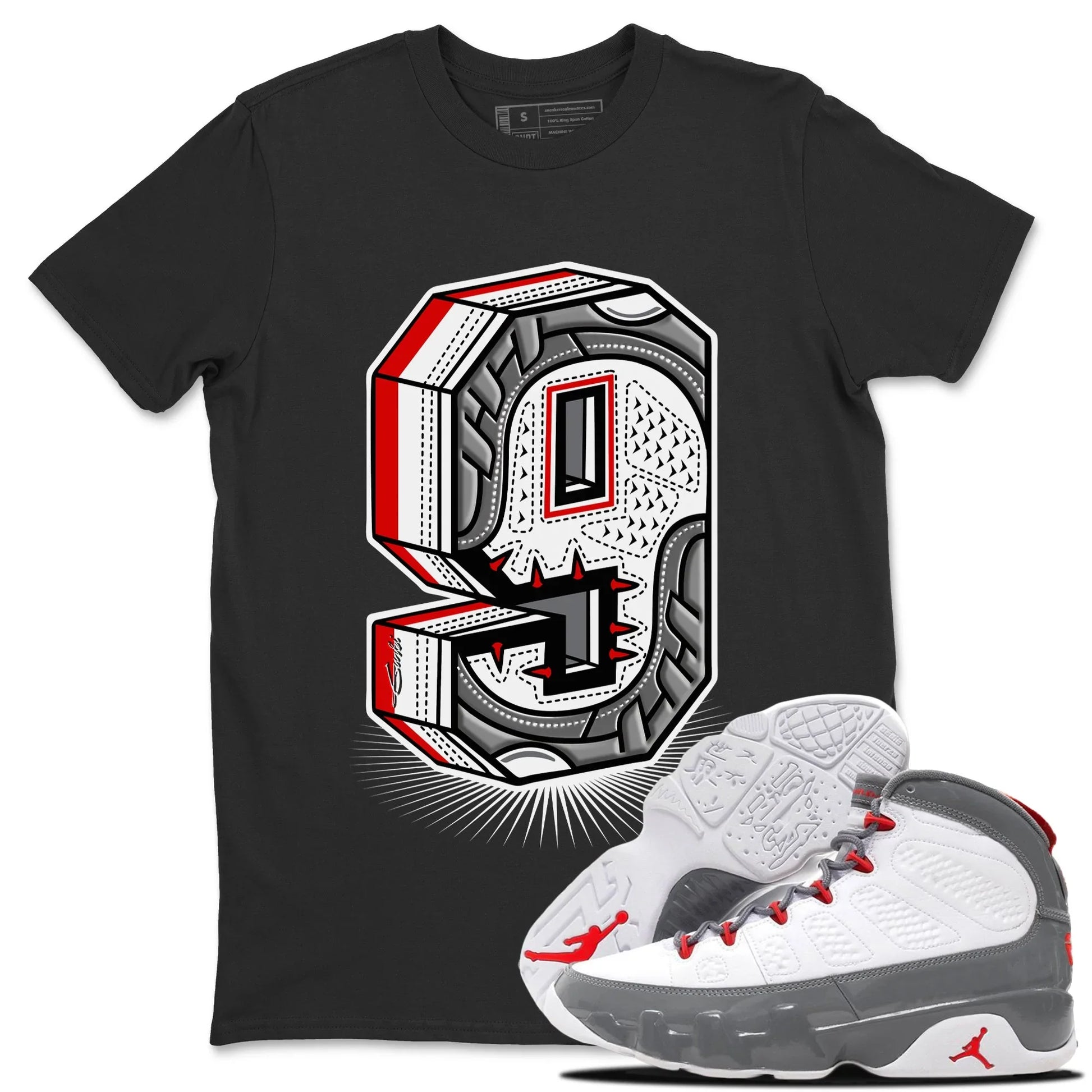Jordan 9 Fire Red Sneaker Match Tees Nine Statue Sneaker Tees Jordan 9 Fire Red Sneaker Release Tees Unisex Shirts