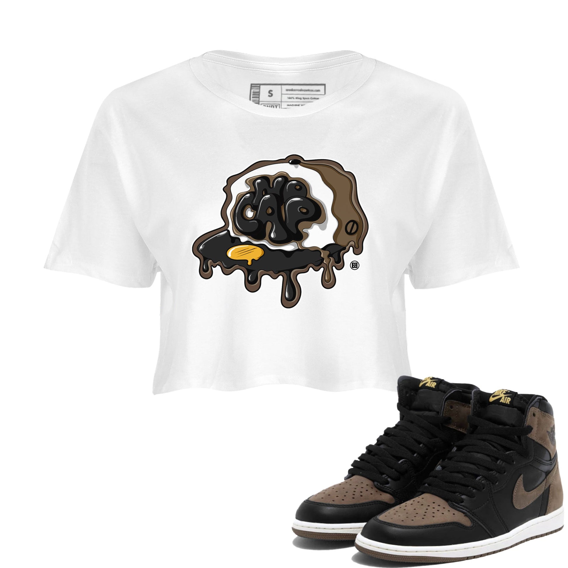 Air Jordan 1 Palomino shirt to match jordans No Cap sneaker tees Air Jordan 1 Retro High OG Palomino SNRT Sneaker Release Tees White 1 Crop T-Shirt