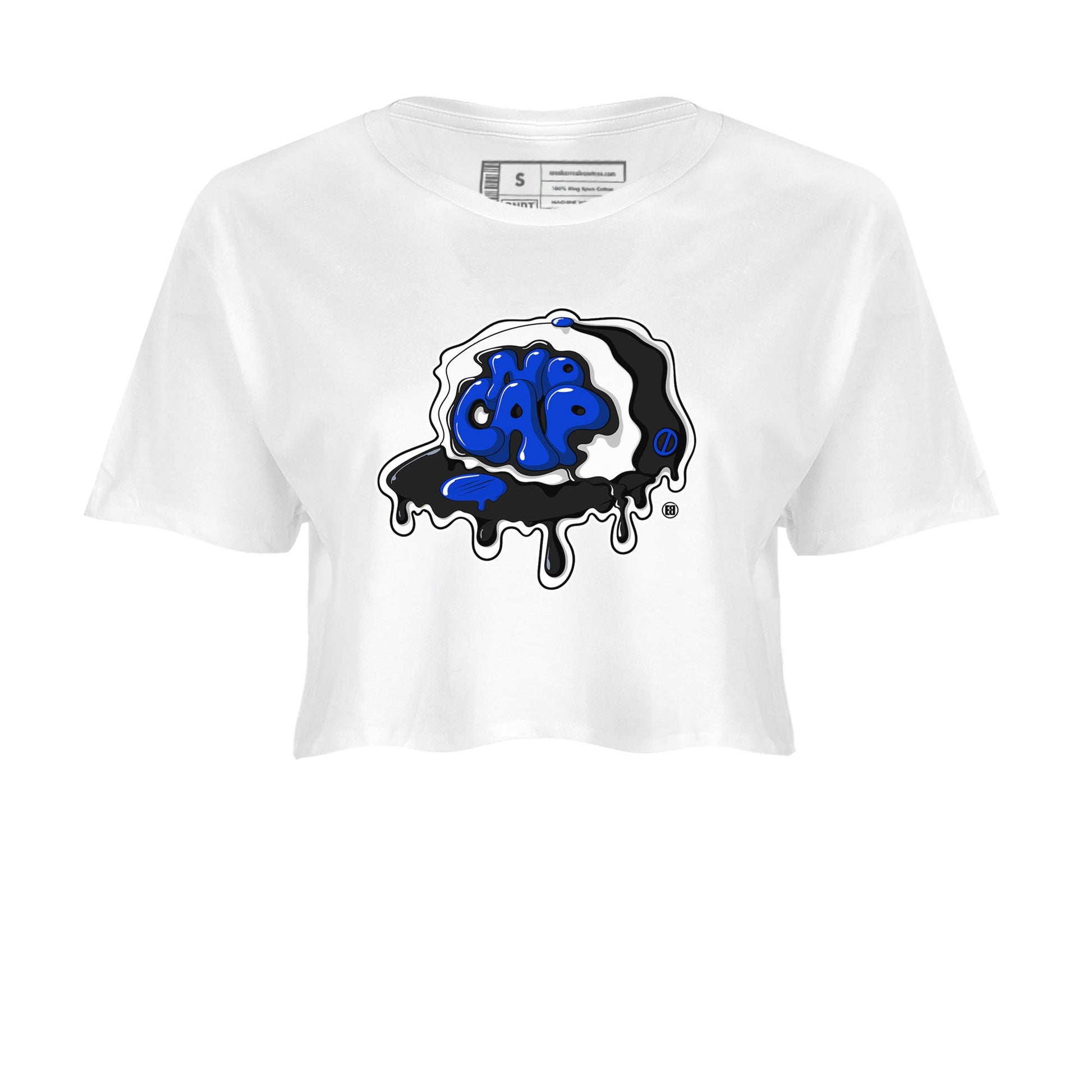 Air Jordan 1 Royal Reimagined shirt to match jordans No Cap sneaker tees Jordan 1 Retro High OG Royal Reimagined SNRT Sneaker Release Tees White 2 Crop T-Shirt