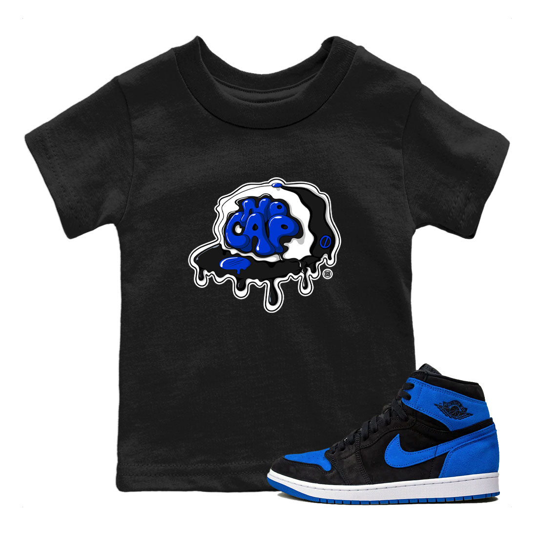 Air Jordan 1 Royal Reimagined shirt to match jordans No Cap sneaker tees Jordan 1 Retro High OG Royal Reimagined SNRT Sneaker Release Tees Baby Toddler Black 1 T-Shirt