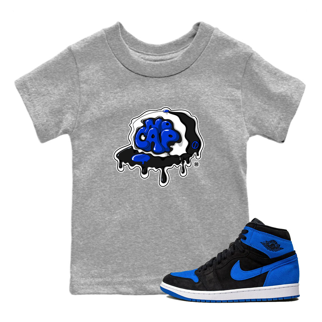 Air Jordan 1 Royal Reimagined shirt to match jordans No Cap sneaker tees Jordan 1 Retro High OG Royal Reimagined SNRT Sneaker Release Tees Baby Toddler Heather Grey 1 T-Shirt