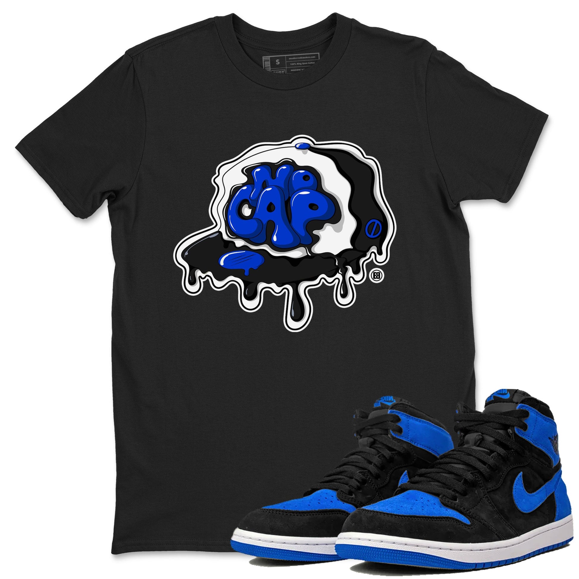 Air Jordan 1 Royal Reimagined shirt to match jordans No Cap sneaker tees Jordan 1 Retro High OG Royal Reimagined SNRT Sneaker Release Tees Crew Neck Casual Unisex Black 1 T-Shirt