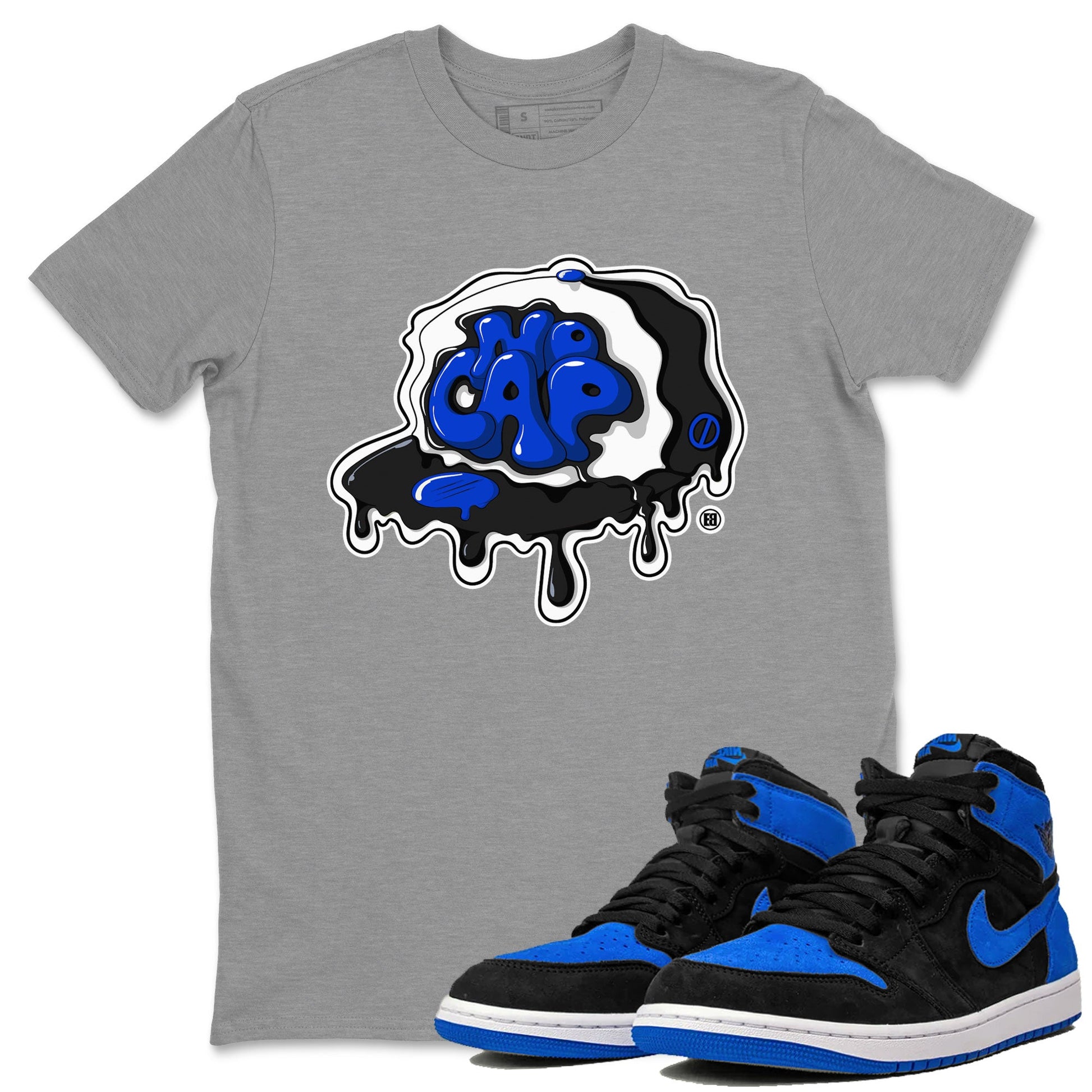Air Jordan 1 Royal Reimagined shirt to match jordans No Cap sneaker tees Jordan 1 Retro High OG Royal Reimagined SNRT Sneaker Release Tees Crew Neck Casual Unisex Heather Grey 1 T-Shirt