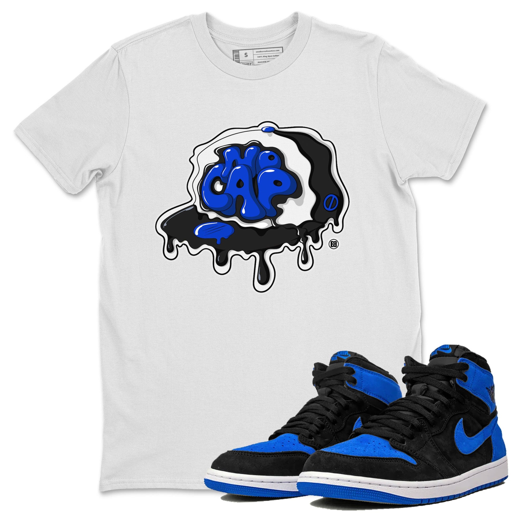 Air Jordan 1 Royal Reimagined shirt to match jordans No Cap sneaker tees Jordan 1 Retro High OG Royal Reimagined SNRT Sneaker Release Tees Crew Neck Casual Unisex White 1 T-Shirt