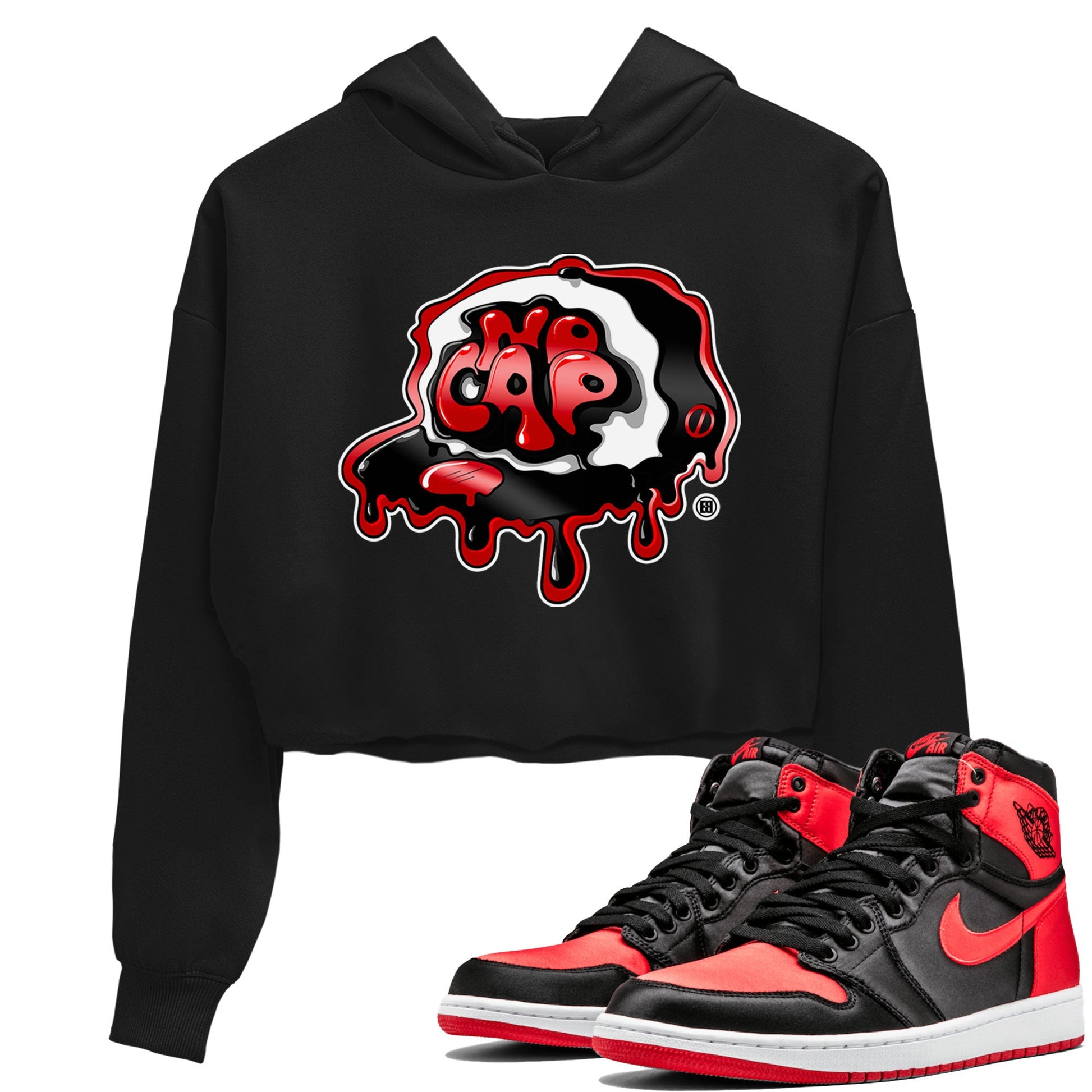 Air Jordan 1 Retro High OG Satin Bred shirt to match jordans No Cap sneaker tees Air Jordan 1 Satin Bred SNRT Sneaker Release Tees Black 1 Crop T-Shirt