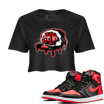 Air Jordan 1 Retro High OG Satin Bred shirt to match jordans No Cap sneaker tees Air Jordan 1 Satin Bred SNRT Sneaker Release Tees Black 1 Crop T-Shirt