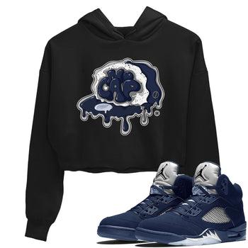 5s Georgetown shirt to match  jordans No Cap sneaker tees Air Jordan 5 Midnight Navy SNRT Sneaker Release Tees Black 1 Crop T-Shirt