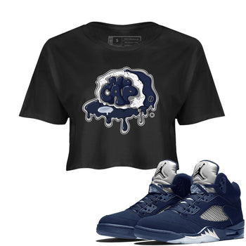5s Georgetown shirt to match  jordans No Cap sneaker tees Air Jordan 5 Midnight Navy SNRT Sneaker Release Tees Black 1 Crop T-Shirt