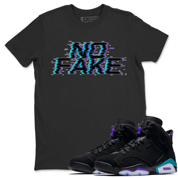 Jordan 6 Retro Aqua shirt to match jordans No Fake Glitch sneaker tees Air Jordan 6 Aqua SNRT Sneaker Release Tees Unisex Black 1 T-Shirt