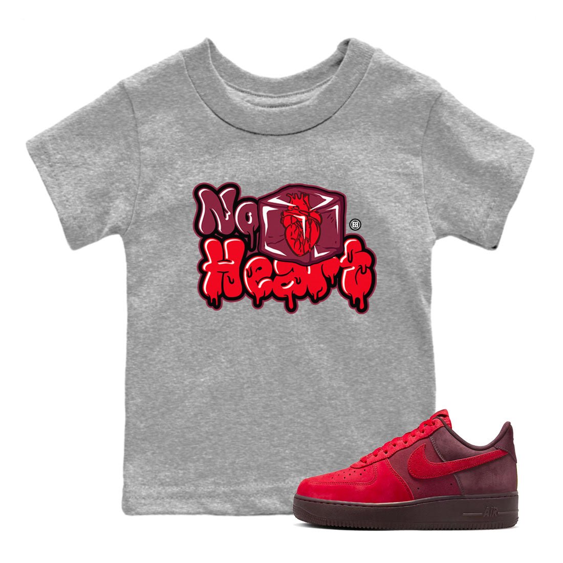 Air Force 1 Layers Of Love Valentine's Day shirt to match jordans No Hearts sneaker tees streetwear brand AF1 Layers Of Love SNRT sneaker release tees baby toddler Heather Grey 1 cotton Shirt