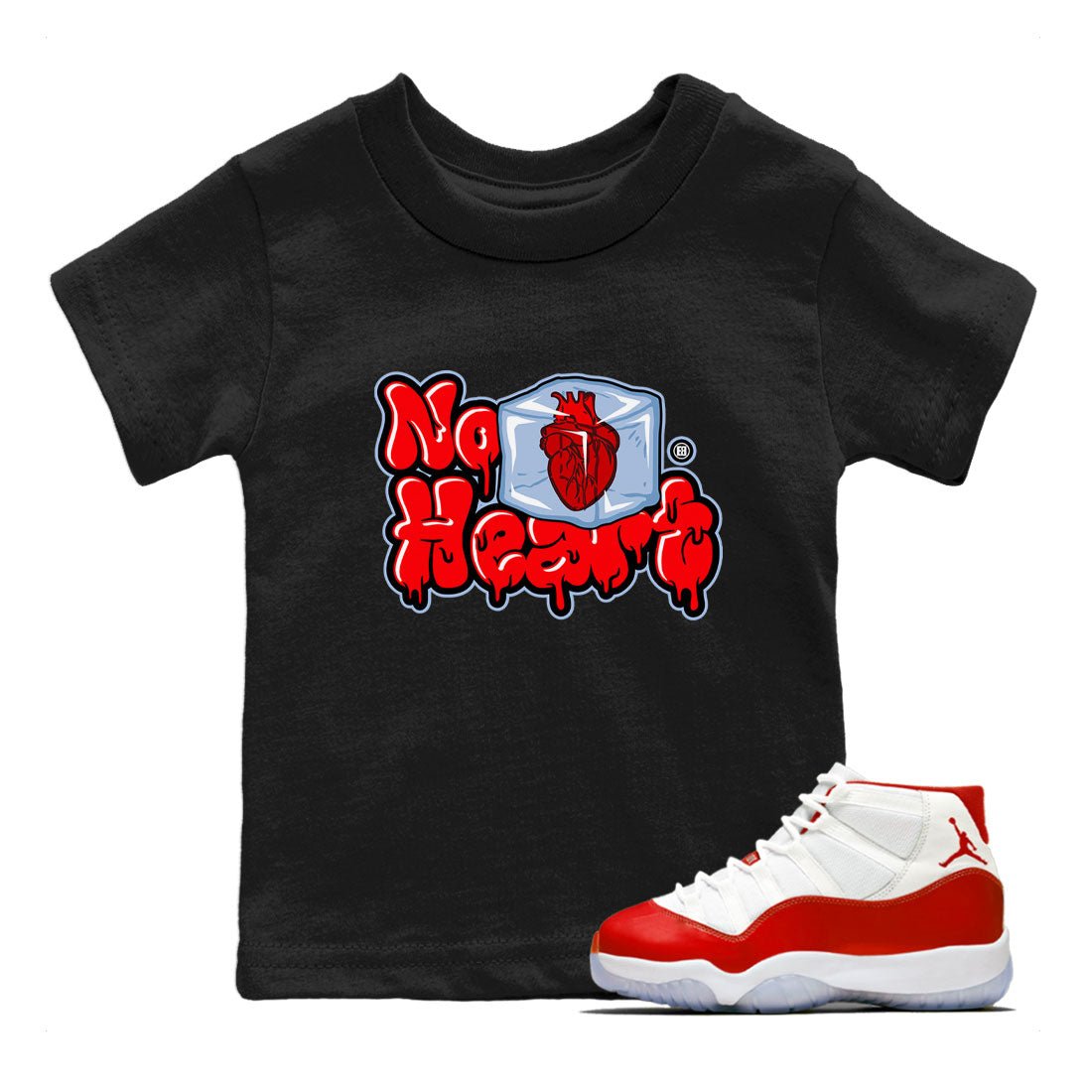 Air Jordan 11 Cherry shirt to match jordans No Hearts sneaker tees Air Jordan 11 Retro Cherry SNRT Sneaker Tees Baby Toddler Black 1 T-Shirt