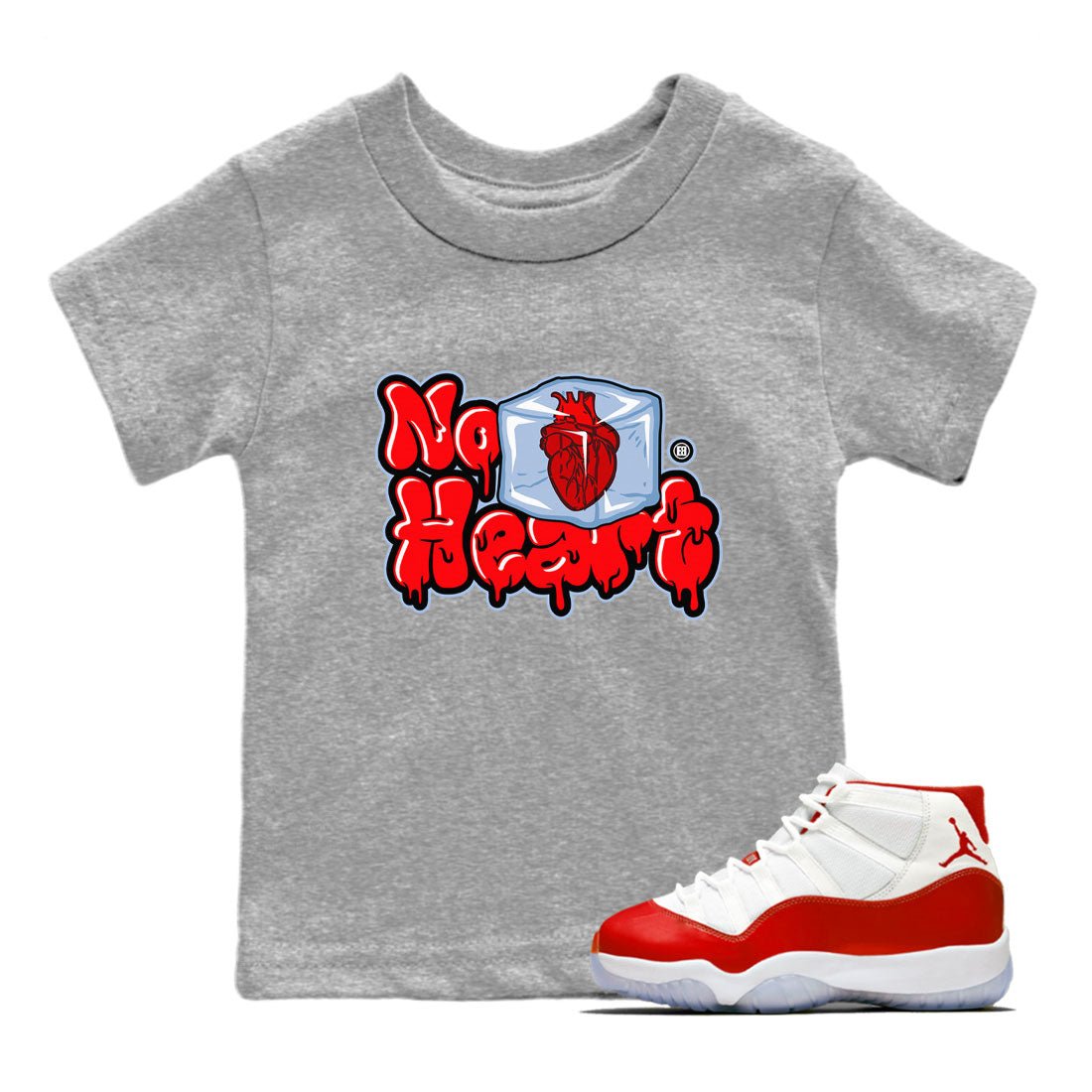 Air Jordan 11 Cherry shirt to match jordans No Hearts sneaker tees Air Jordan 11 Retro Cherry SNRT Sneaker Tees Baby Toddler Heather Grey 1 T-Shirt