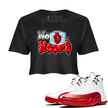Air Jordan 12 Cherry shirt to match jordans No Hearts sneaker tees Air Jordan 12 Cherry SNRT Sneaker Tees Black 1 Crop T-Shirt