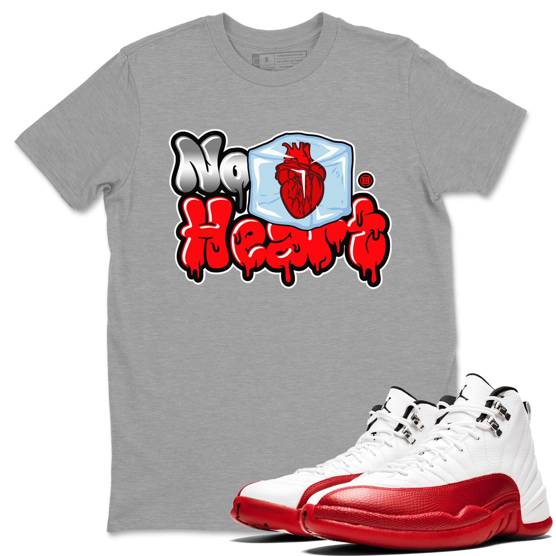 Air Jordan 12 Cherry shirt to match jordans No Hearts sneaker tees Air Jordan 12 Cherry SNRT Sneaker Tees Unisex Heather Grey 1 T-Shirt
