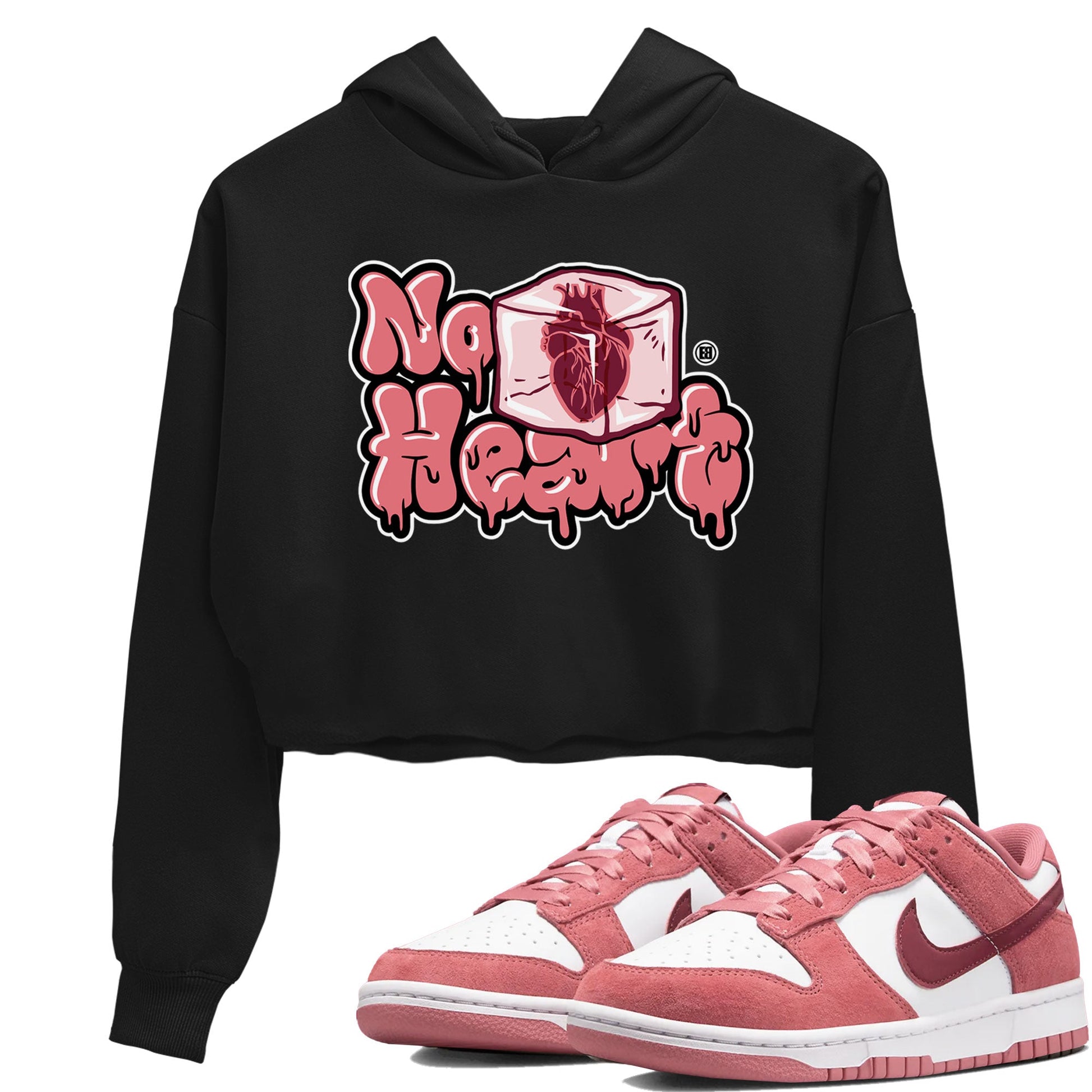 Dunk Valentines Day shirt to match jordans No Hearts sneaker tees Dunk Low Valentine's Day SNRT Sneaker Release Tees Black 1 Crop T-Shirt