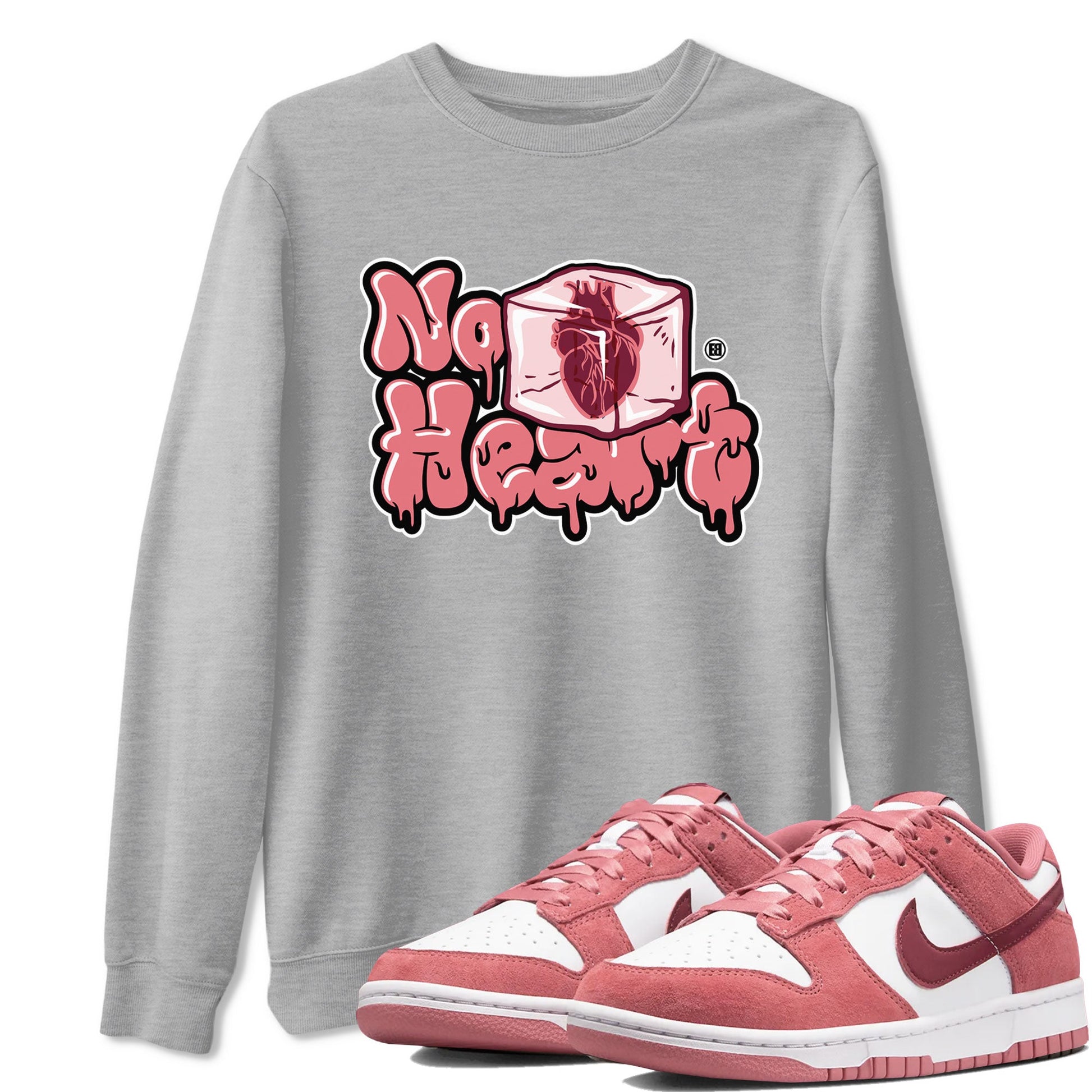 Dunk Valentines Day shirt to match jordans No Hearts sneaker tees Dunk Low Valentine's Day SNRT Sneaker Release Tees Cotton Sneaker Tee Heather Grey 1 T-Shirt