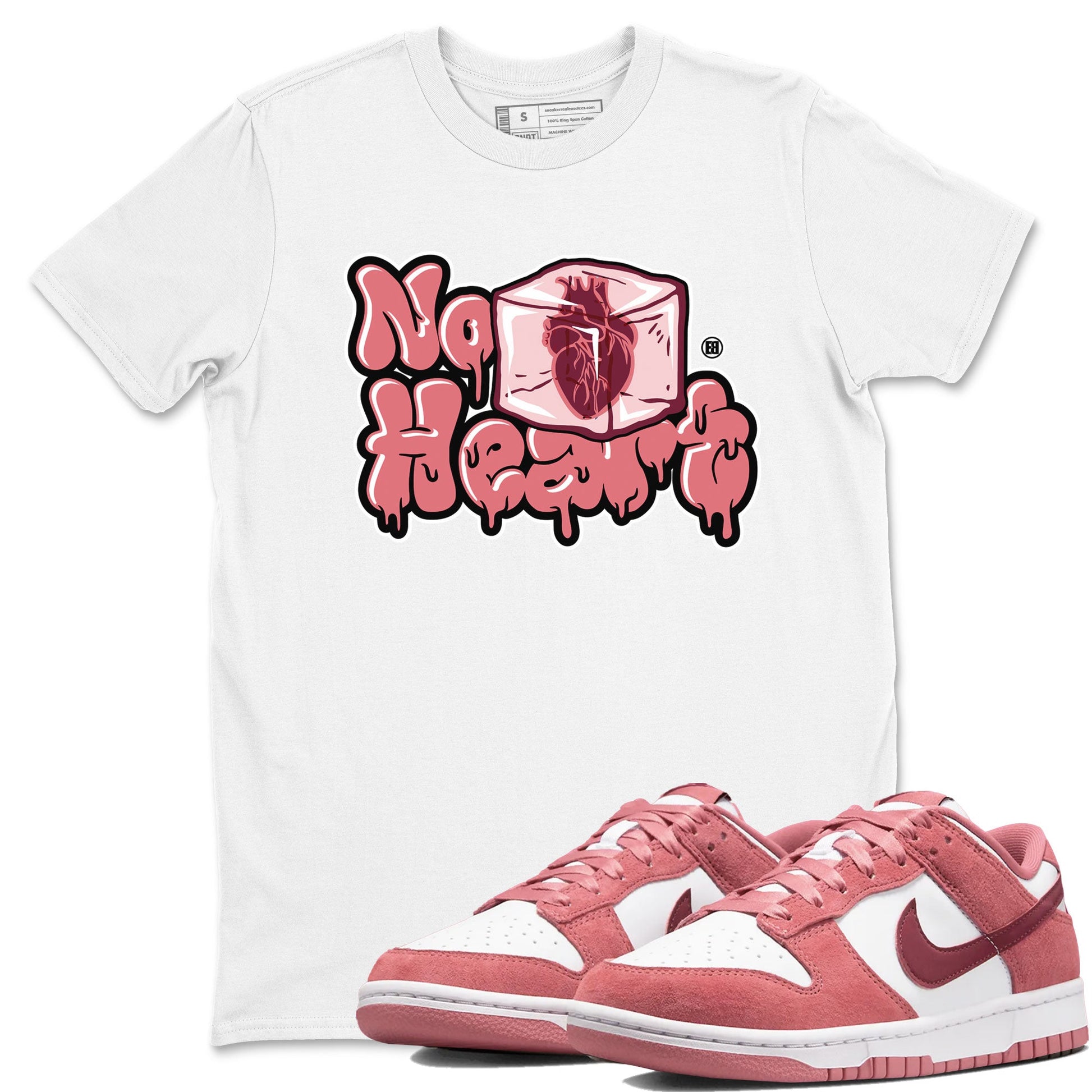 Dunk Valentines Day shirt to match jordans No Hearts sneaker tees Dunk Low Valentine's Day SNRT Sneaker Release Tees Cotton Sneaker Tee White 1 T-Shirt