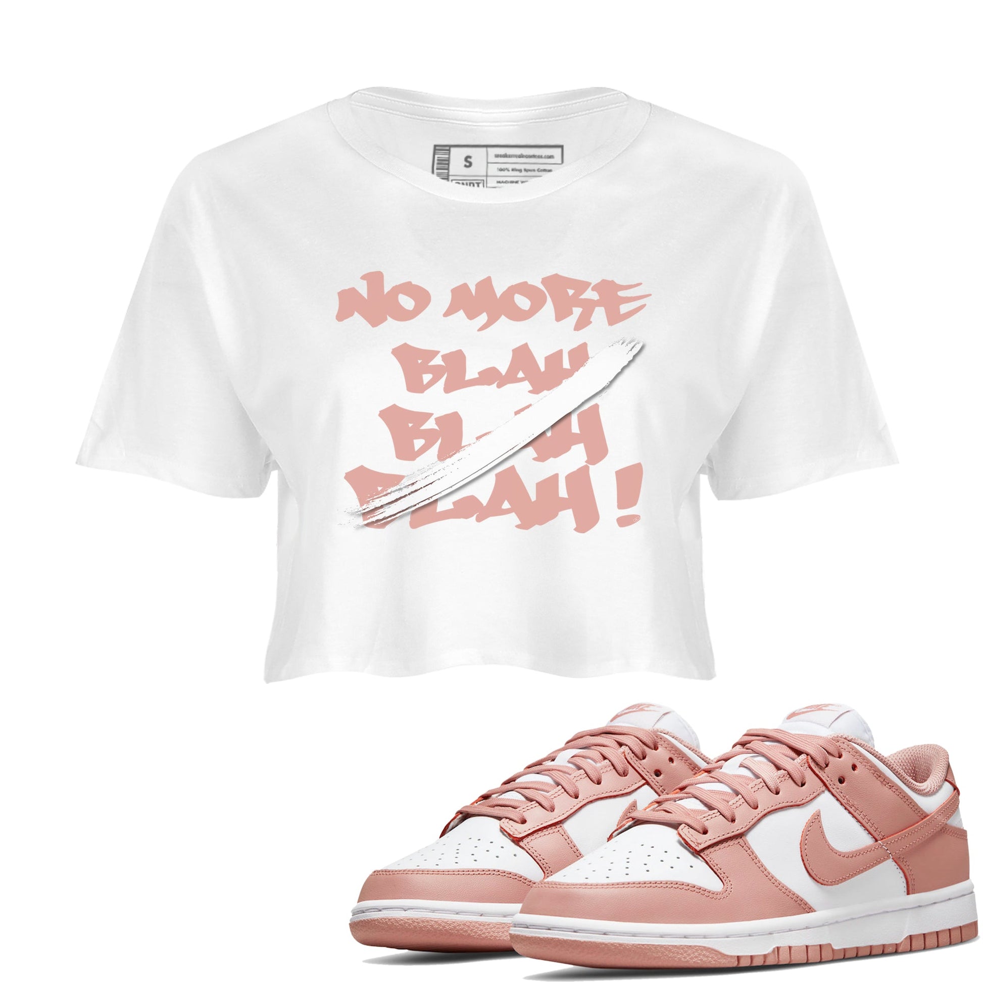 Dunk Low WMNS Rose Whisper shirt to match jordans No More Blah sneaker tees Dunk Low WMNS Rose Whisper SNRT Sneaker Release Tees White 1 Crop T-Shirt