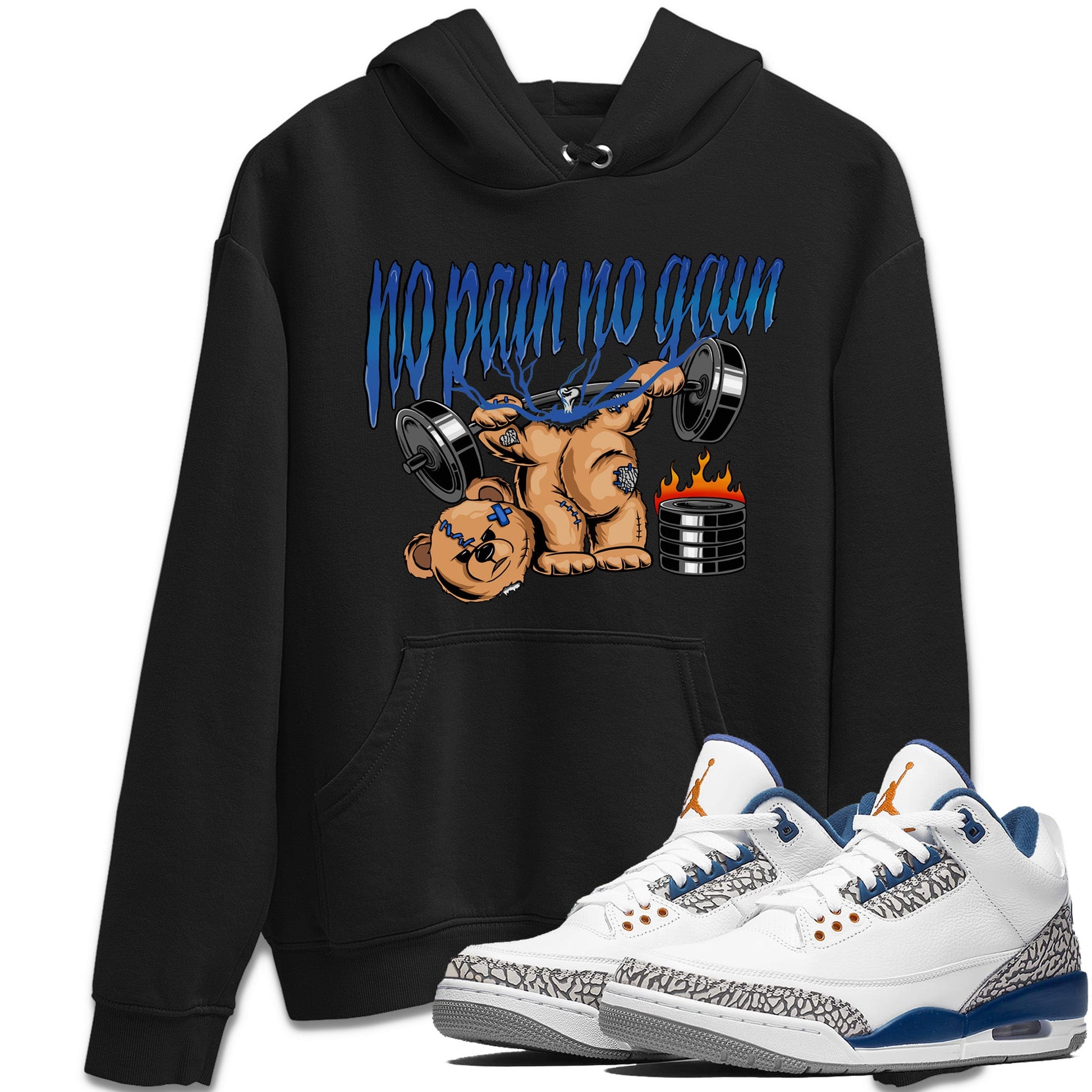 Air Jordan 3 Wizards Sneaker Match Tees No Pain No Gain Sneaker Tees Air Jordan 3 Retro Wizards Sneaker Release Tees Unisex Shirts Black 1