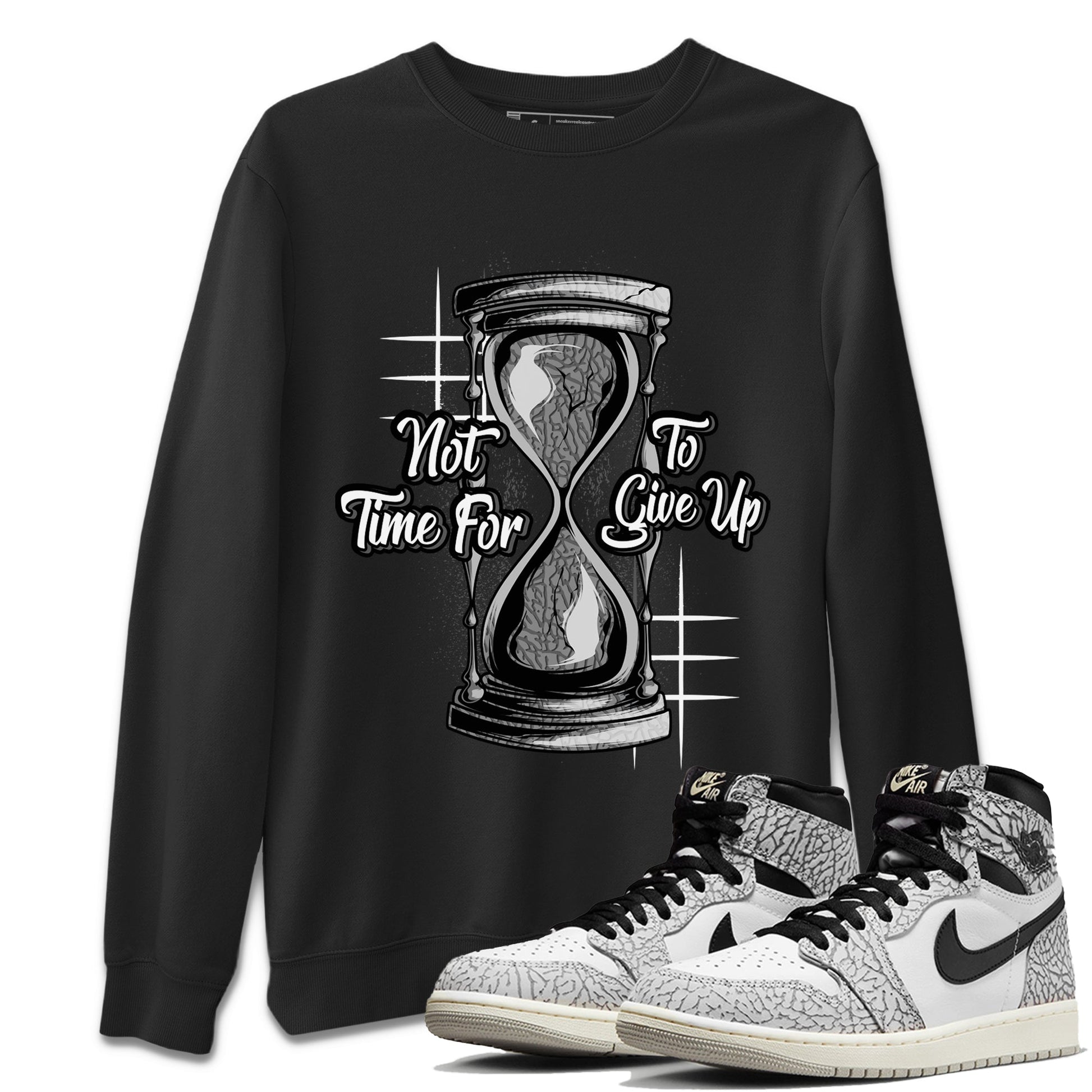 Air Jordan 1 White Cement Not Time For To Give Up Crew Neck Sneaker Tees Air Jordan 1 White Cement Sneaker T-Shirts Washing and Care Tip