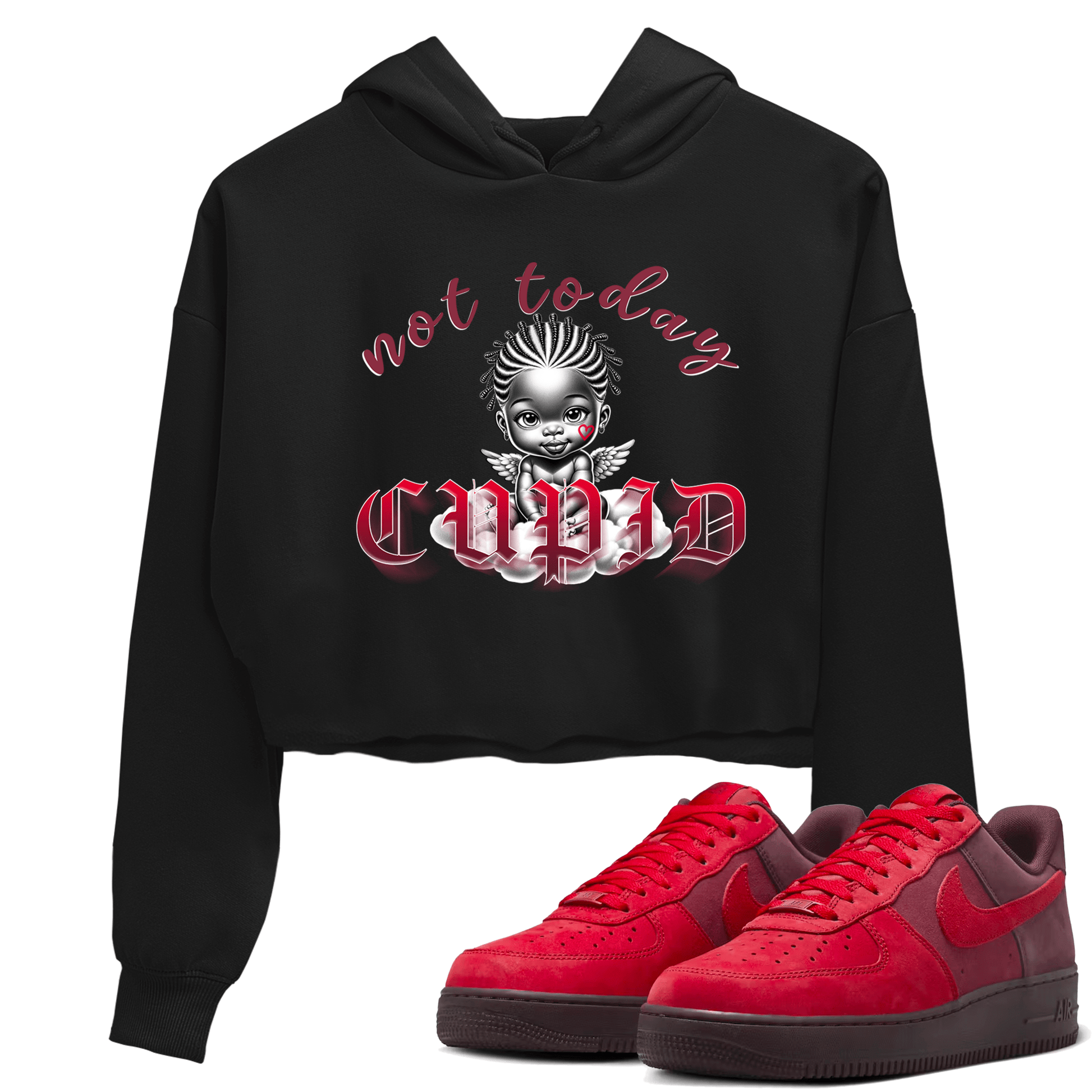 AF1 Layers Of Love shirt Valentine's Day Shirt to match jordans Not Today Cupid sneaker tees Air Force 1 Layers Of Love SNRT Sneaker Release Tees Black 1 crop length shirt