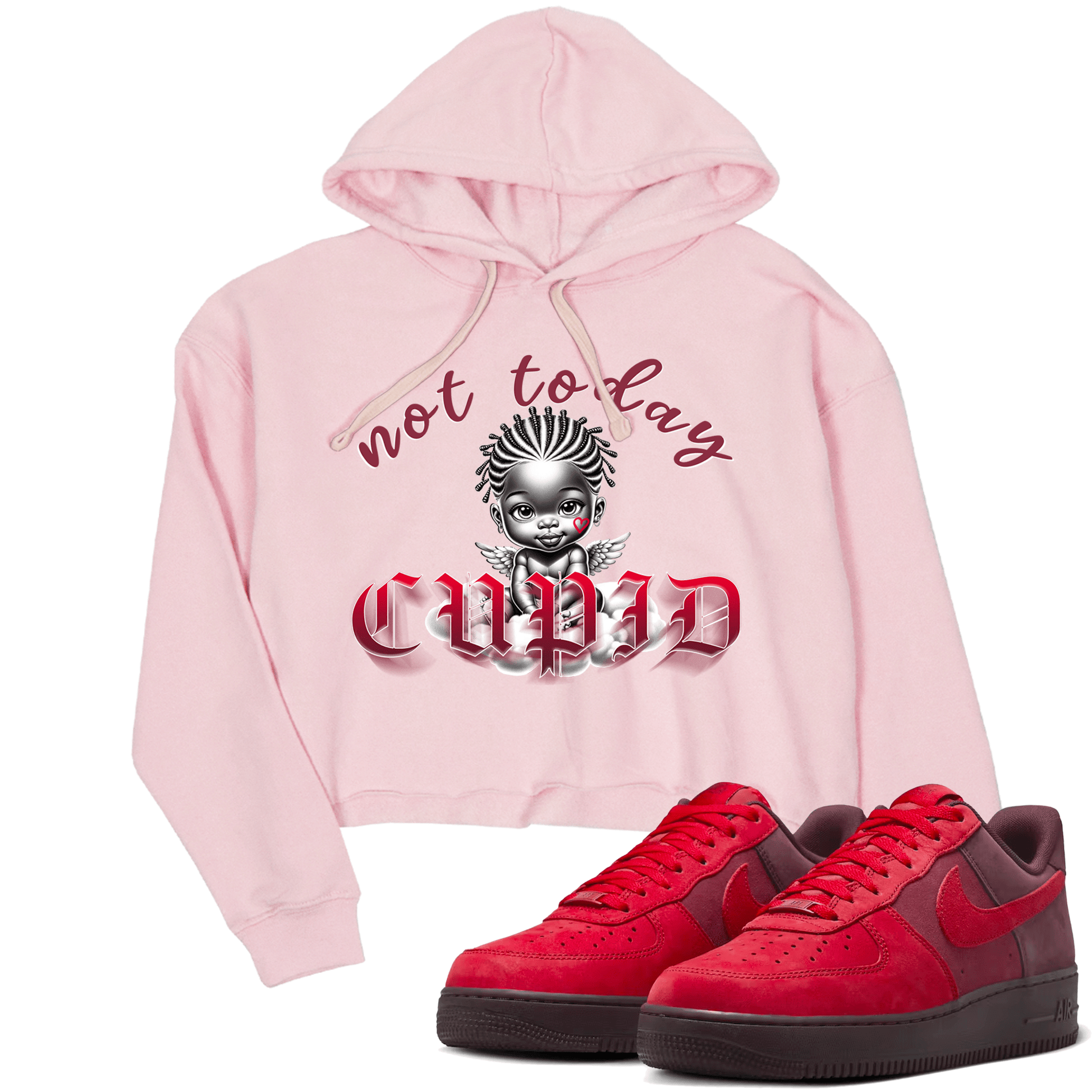 AF1 Layers Of Love shirt Valentine's Day Shirt to match jordans Not Today Cupid sneaker tees Air Force 1 Layers Of Love SNRT Sneaker Release Tees Pink 1 crop length shirt