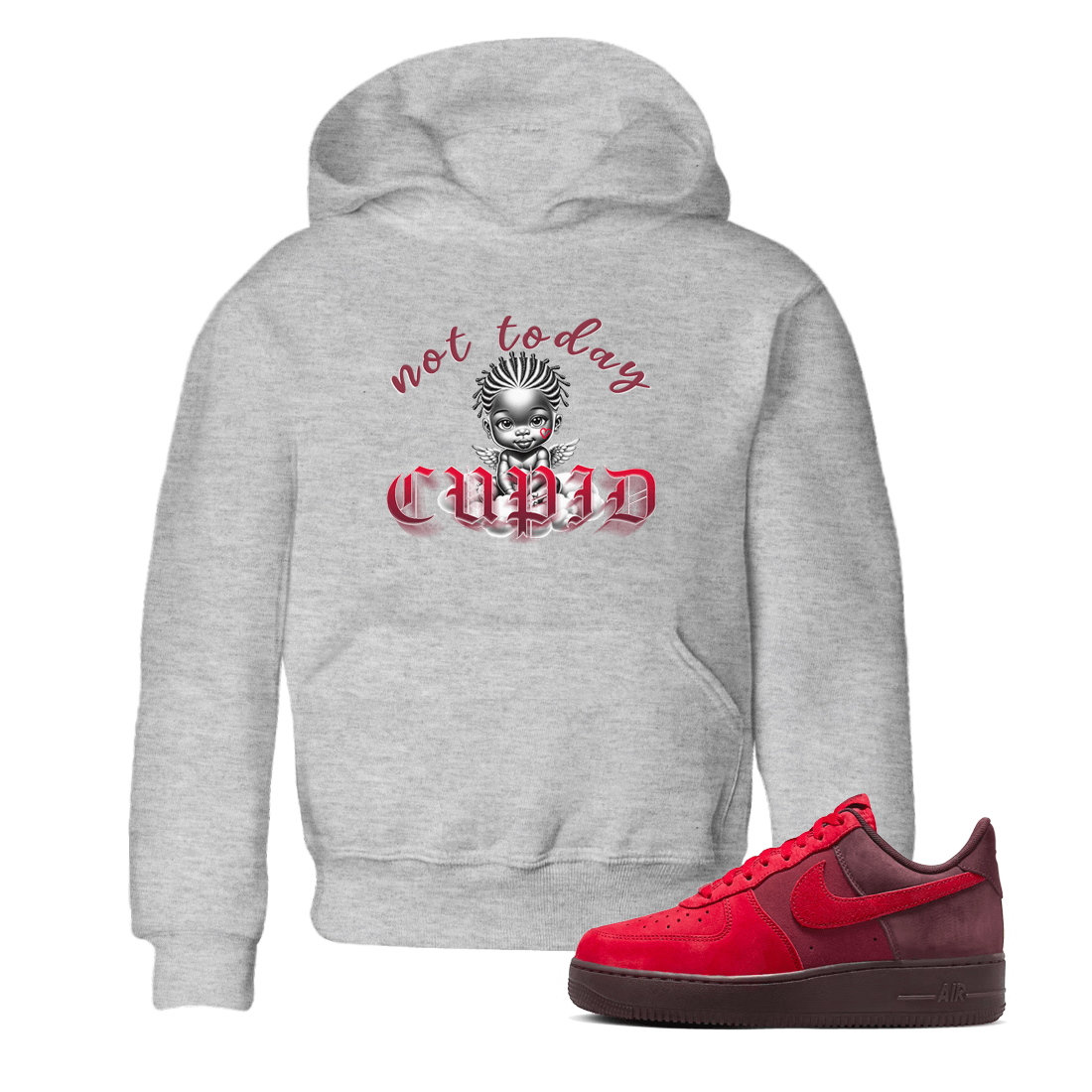 AF1 Layers Of Love shirt Valentine's Day Shirt to match jordans Not Today Cupid sneaker tees Air Force 1 Layers Of Love SNRT sneaker release tees baby toddler Heather Grey 1 cotton Shirt