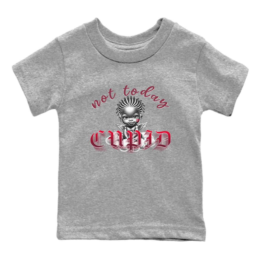 AF1 Layers Of Love shirt Valentine's Day Shirt to match jordans Not Today Cupid sneaker tees Air Force 1 Layers Of Love SNRT sneaker release tees baby toddler Heather Grey 2 cotton Shirt