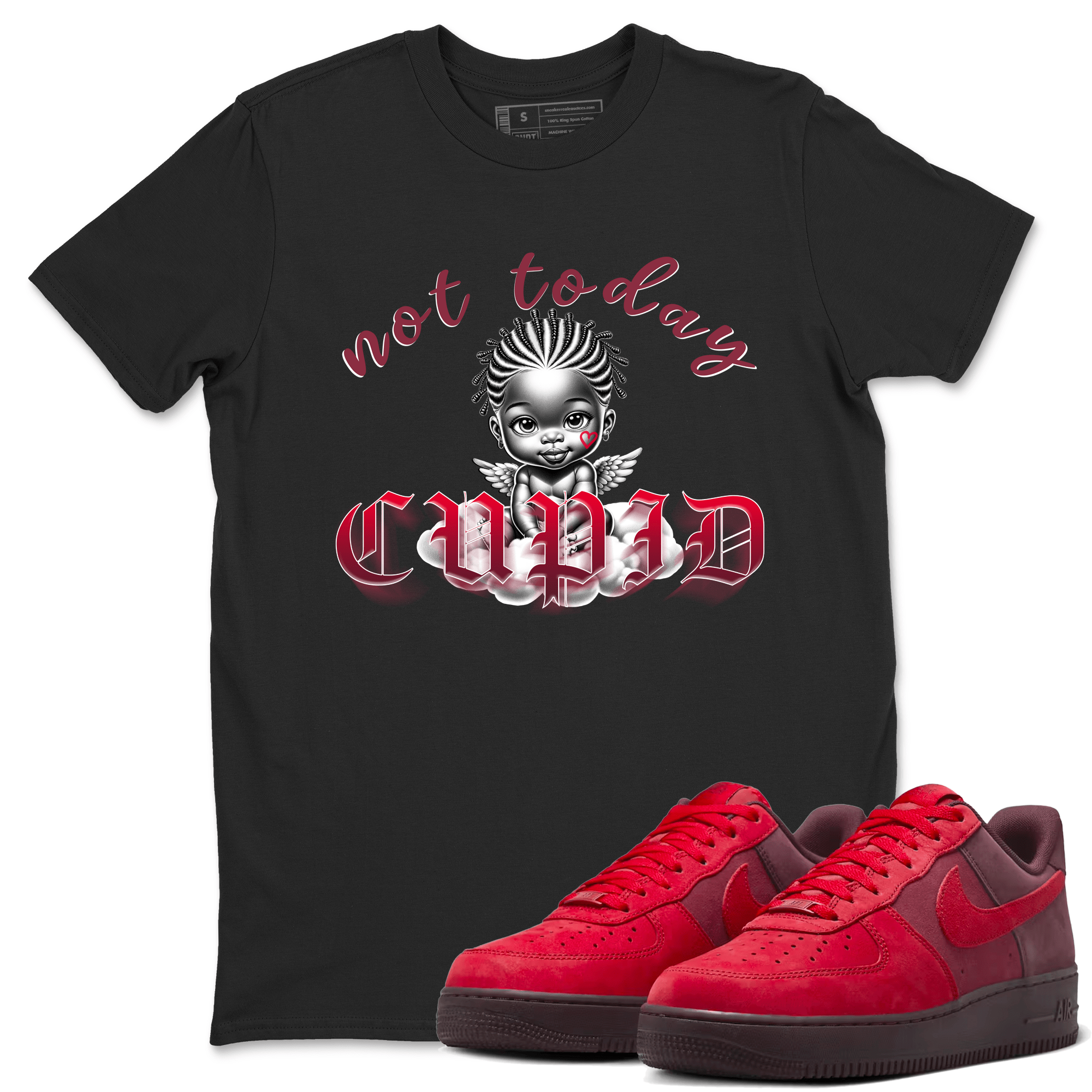 AF1 Layers Of Love shirt Valentine's Day Shirt to match jordans Not Today Cupid sneaker tees Air Force 1 Layers Of Love SNRT Sneaker Release Tees unisex cotton Black 1 crew neck shirt