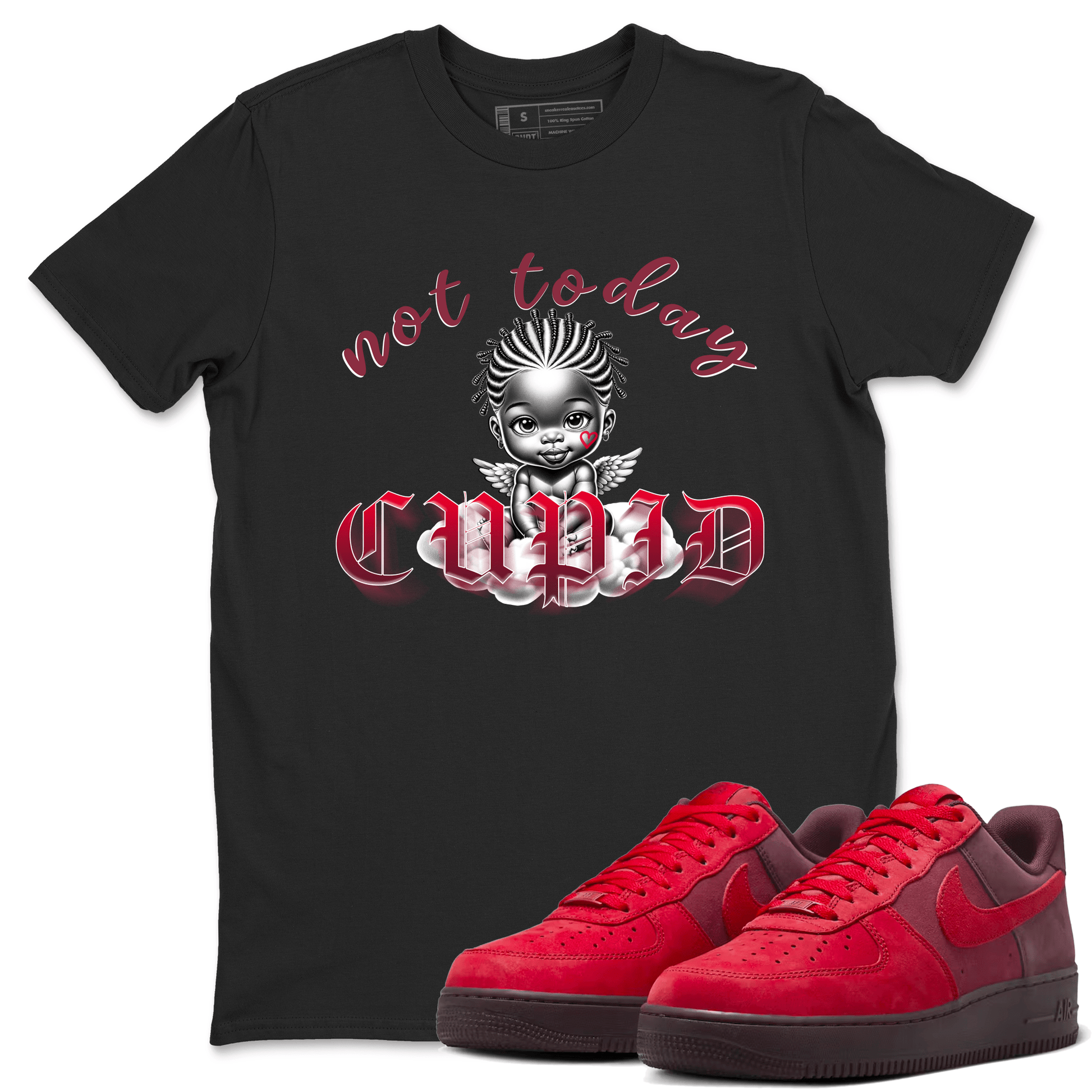 AF1 Layers Of Love shirt Valentine's Day Shirt to match jordans Not Today Cupid sneaker tees Air Force 1 Layers Of Love SNRT Sneaker Release Tees unisex cotton Black 1 crew neck shirt