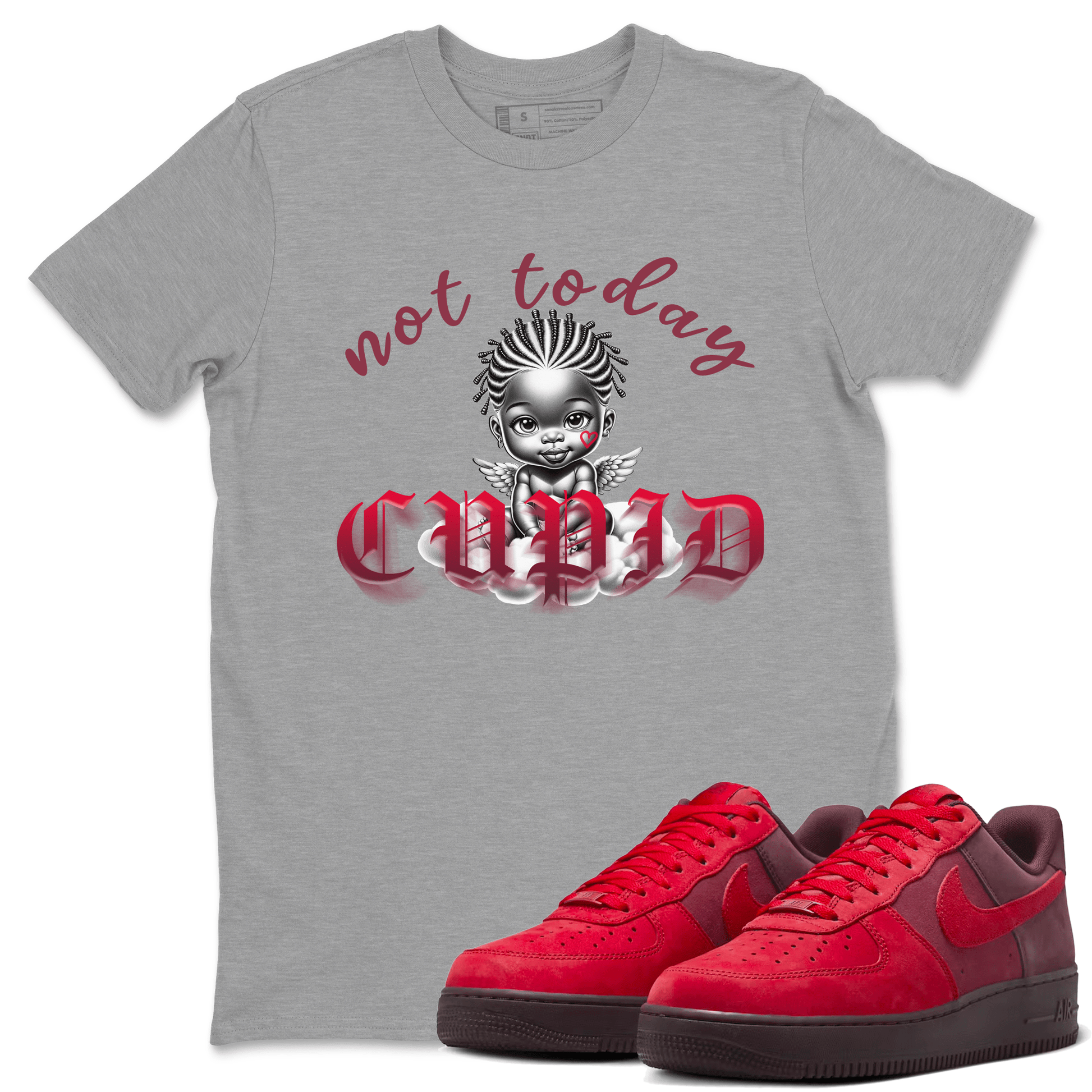AF1 Layers Of Love shirt Valentine's Day Shirt to match jordans Not Today Cupid sneaker tees Air Force 1 Layers Of Love SNRT Sneaker Release Tees unisex cotton Heather Grey 1 crew neck shirt