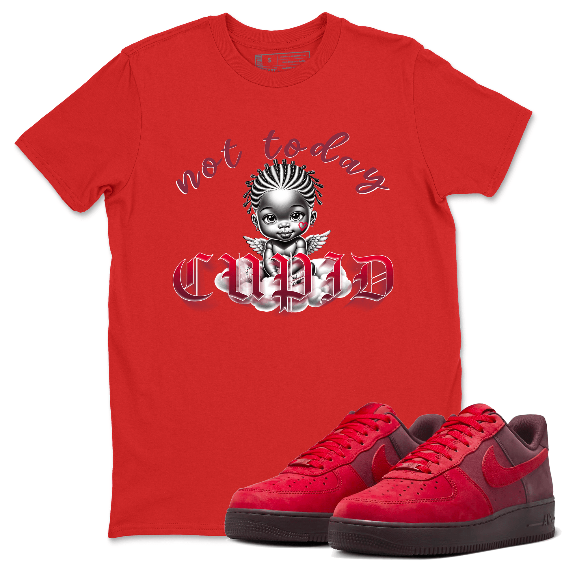 AF1 Layers Of Love shirt Valentine's Day Shirt to match jordans Not Today Cupid sneaker tees Air Force 1 Layers Of Love SNRT Sneaker Release Tees unisex cotton Red 1 crew neck shirt