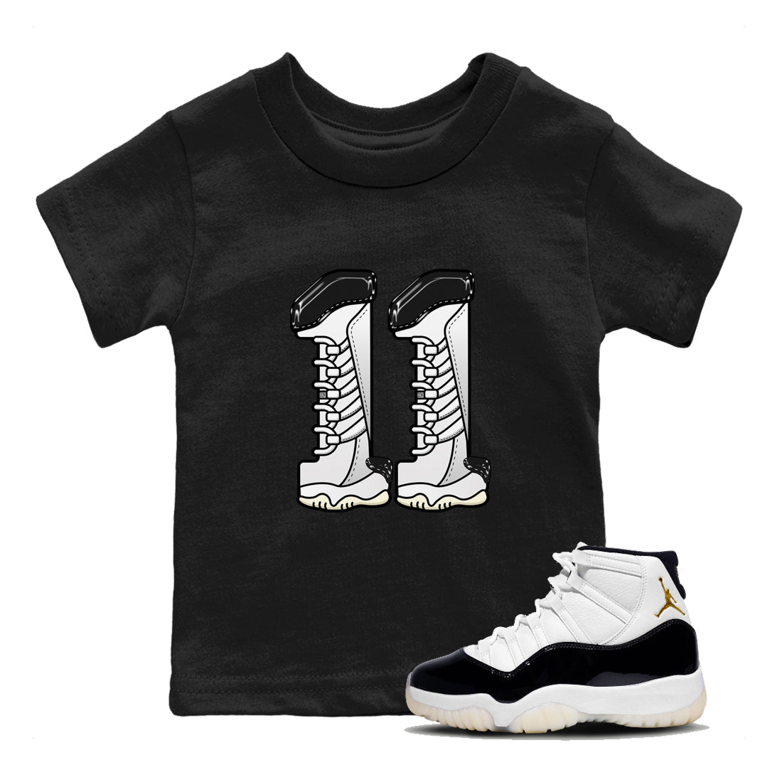 11s Gratitude shirt to match jordans Number 11 sneaker tees Air Jordan 11 Gratitude SNRT Sneaker Release Tees Baby Toddler Black 1 T-Shirt
