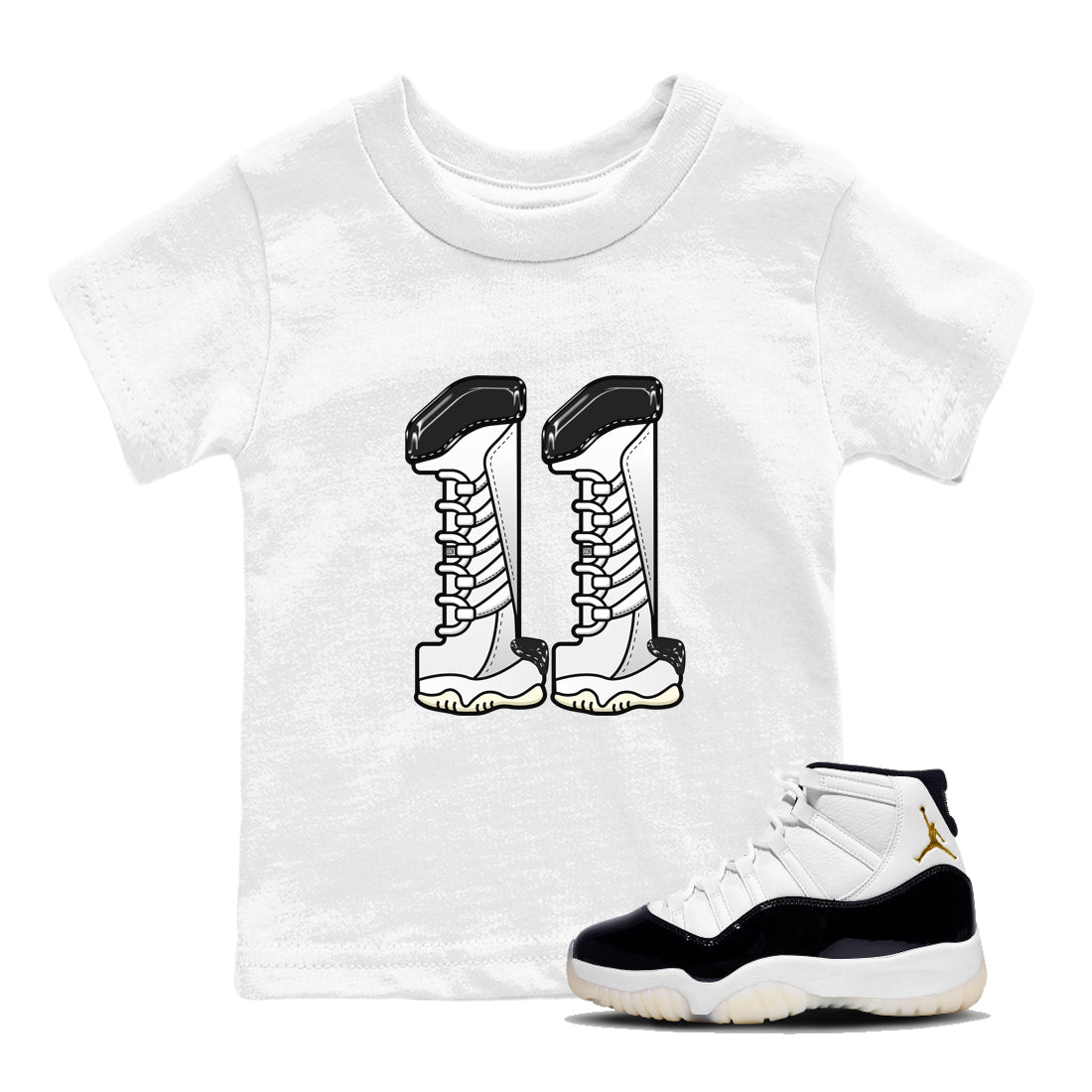 11s Gratitude shirt to match jordans Number 11 sneaker tees Air Jordan 11 Gratitude SNRT Sneaker Release Tees Baby Toddler White 1 T-Shirt