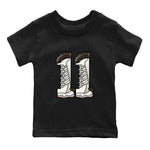 11s Neapolitan shirt to match jordans Number 11 sneaker tees Air Jordan 11 Neapolitan SNRT Sneaker Release Tees Baby Toddler Black 2 T-Shirt
